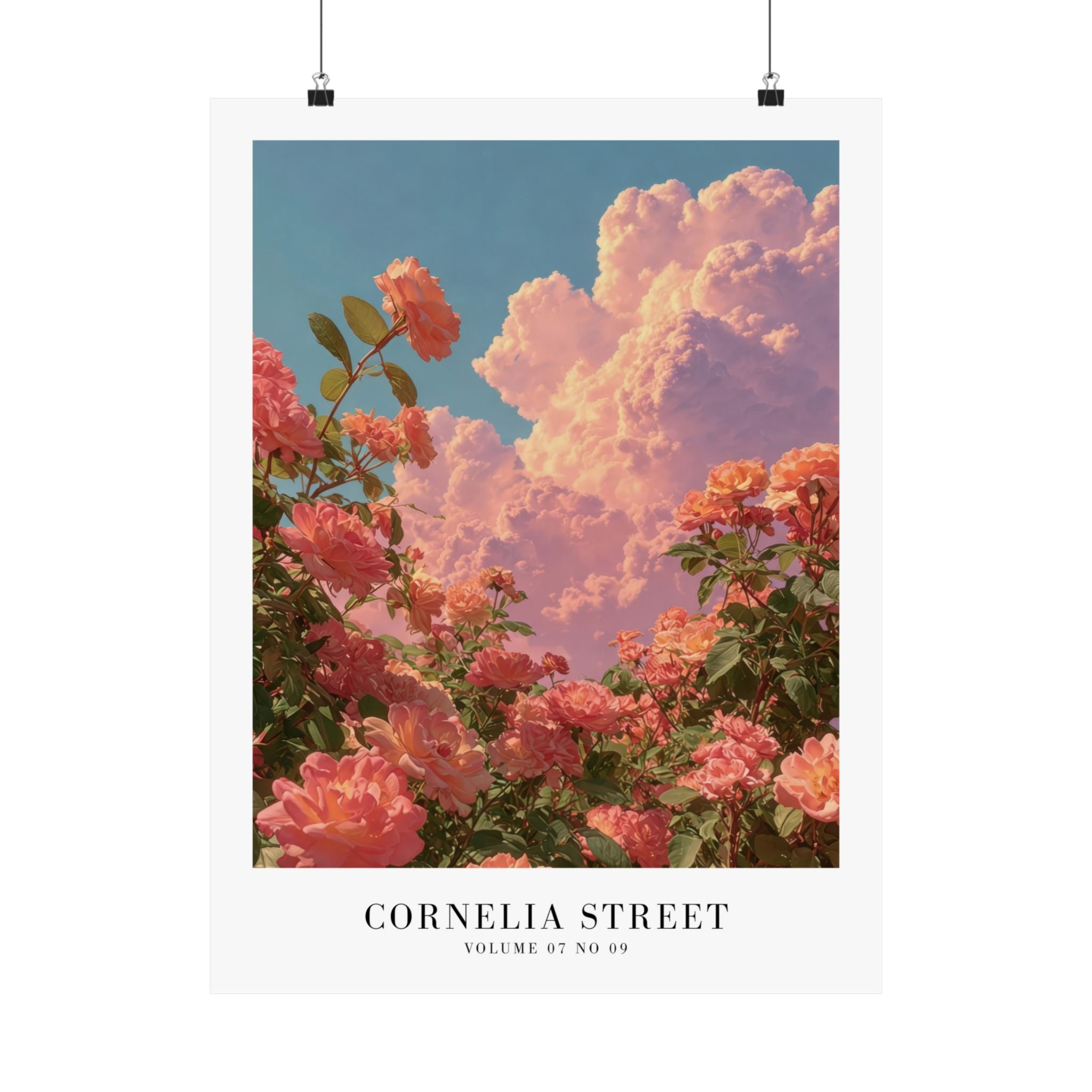 Lover Cornelia Street rose poster styled in romantic feminine bedroom