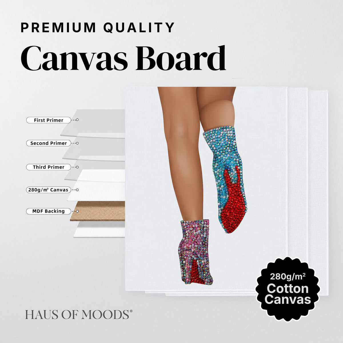 1989 sparkle boots canvas board rhinestone kit, close detail