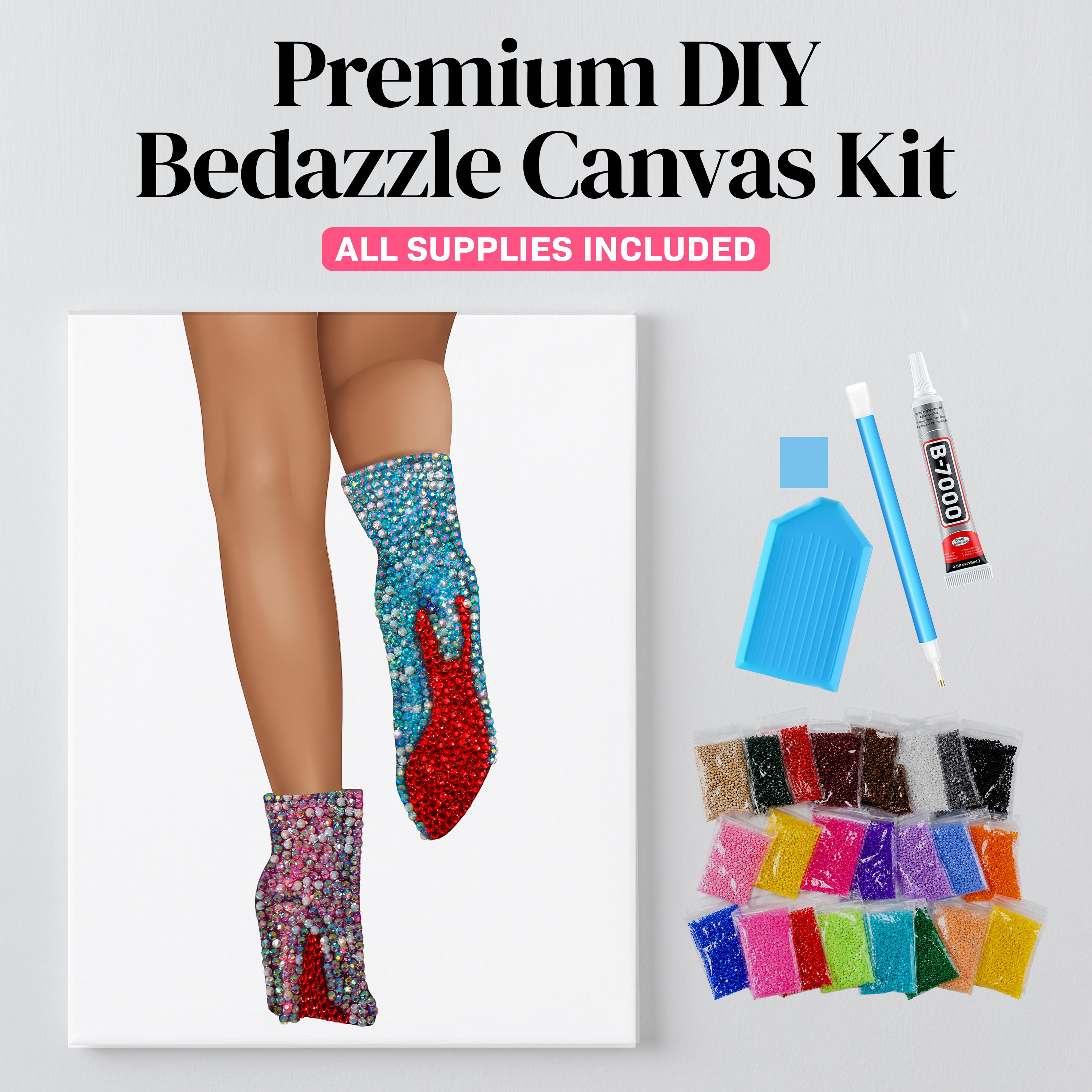 1989 sparkle boots rhinestone canvas kit, angled view
