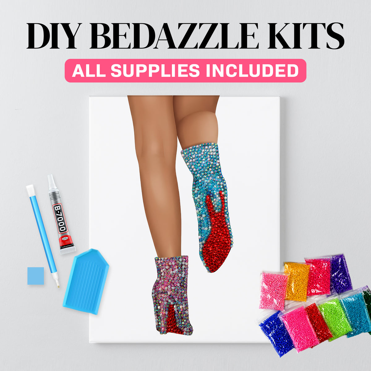 1989 sparkle boots rhinestone canvas kit, close detail of the stones
