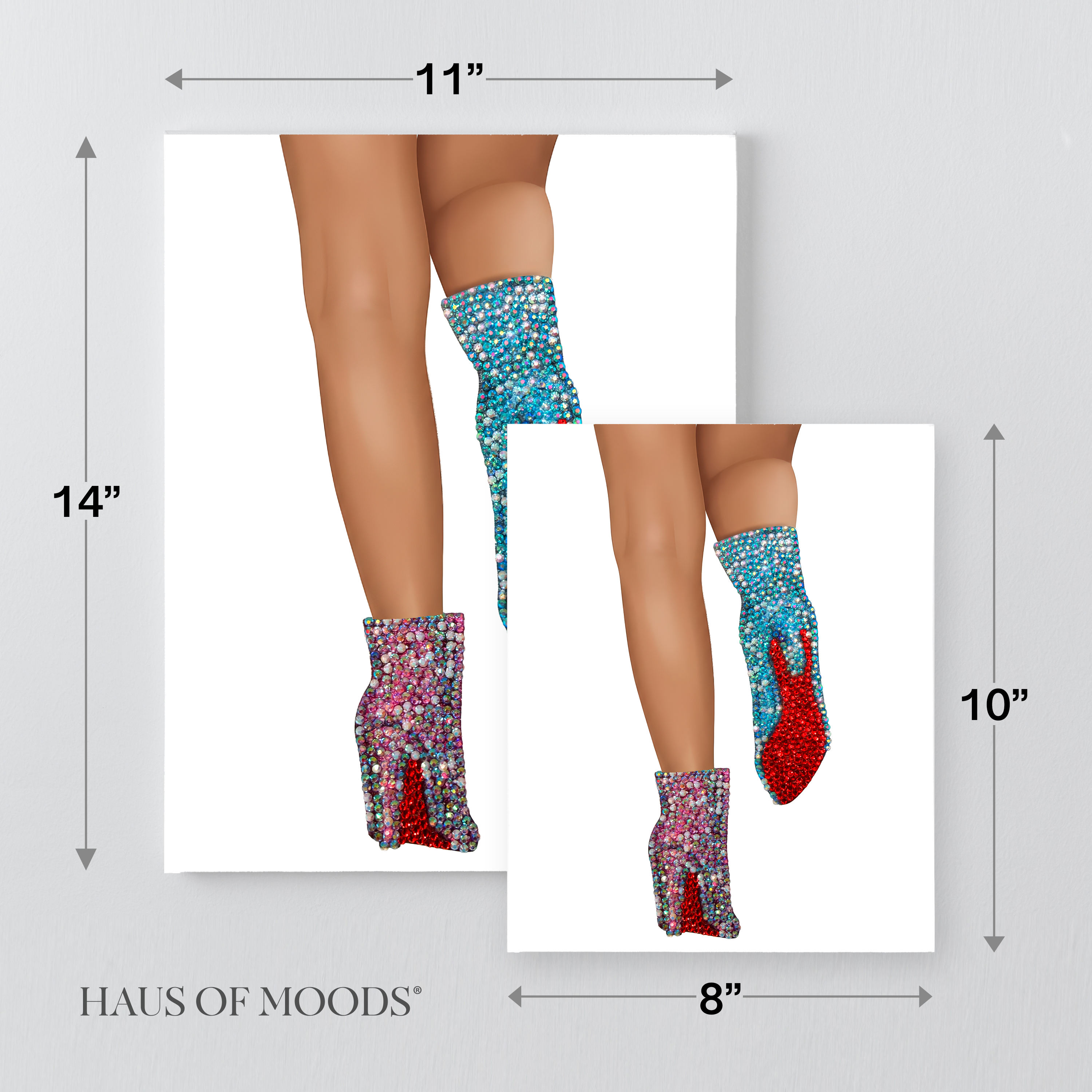 1989 sparkle boots bedazzle canvas kit size comparison, 8x10 and 11x14