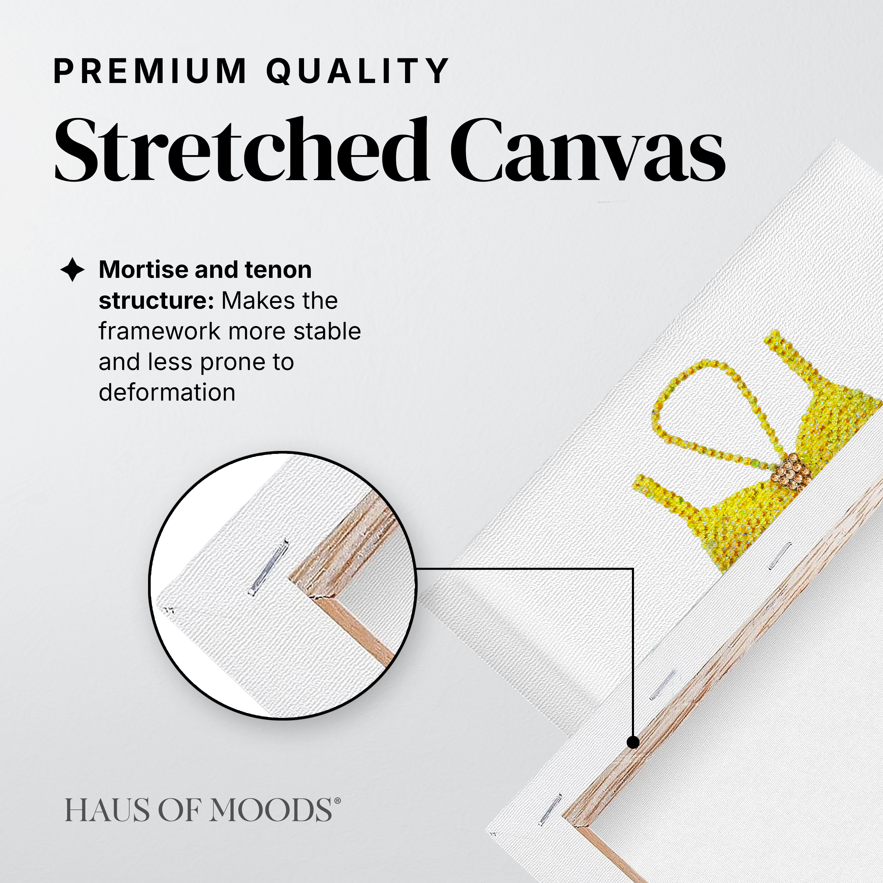 1989 yellow and orange set stretched canvas rhinestone kit, close detail