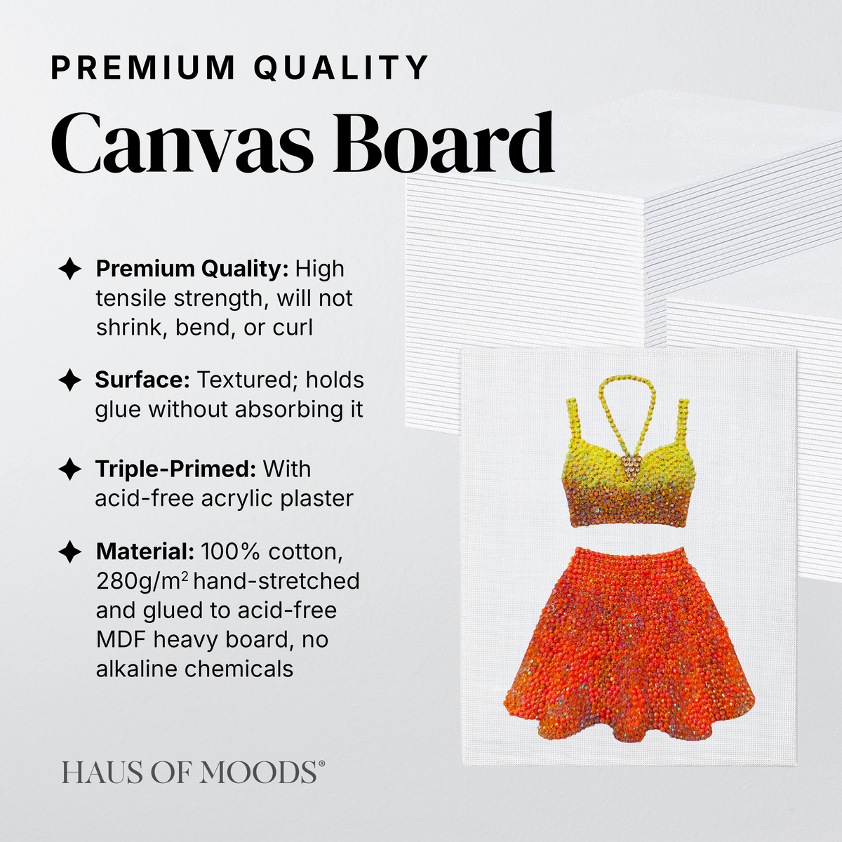 1989 yellow and orange set canvas board rhinestone kit, angled view