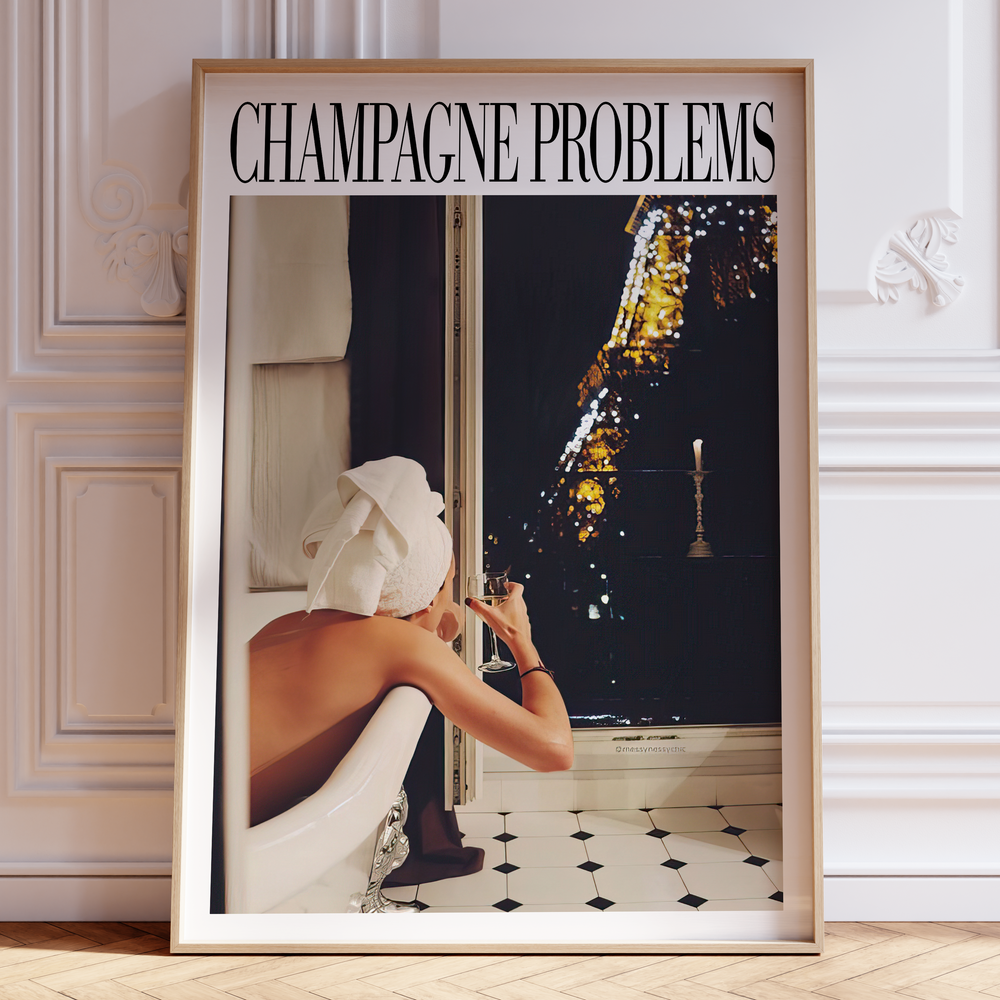 Champagne Problems Paris Evermore Taylor Swift–inspired poster featuring parisian imagery