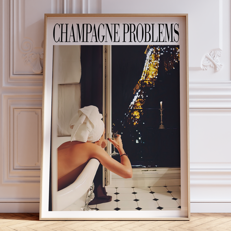 Champagne Problems Paris Evermore Taylor Swift–inspired poster featuring parisian imagery