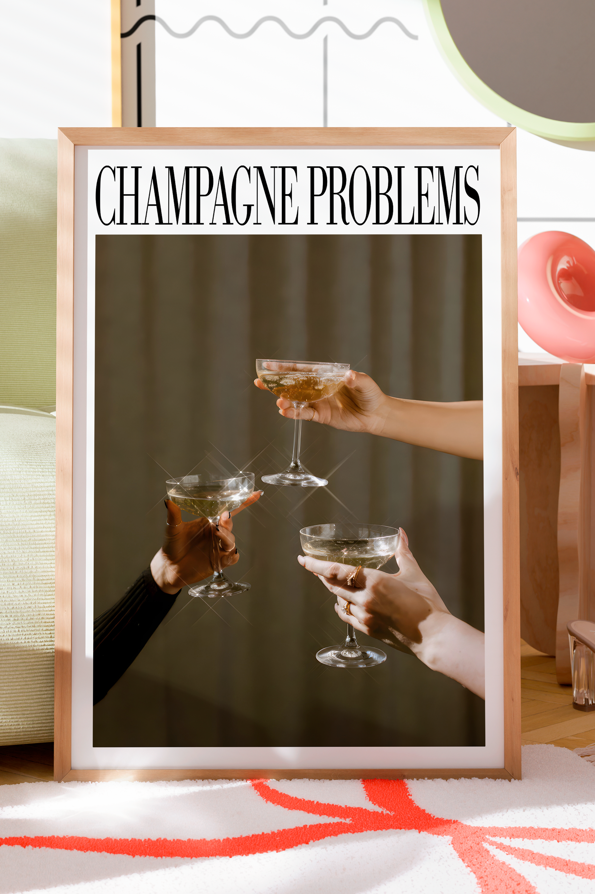 3 Champagne Glasses Poster