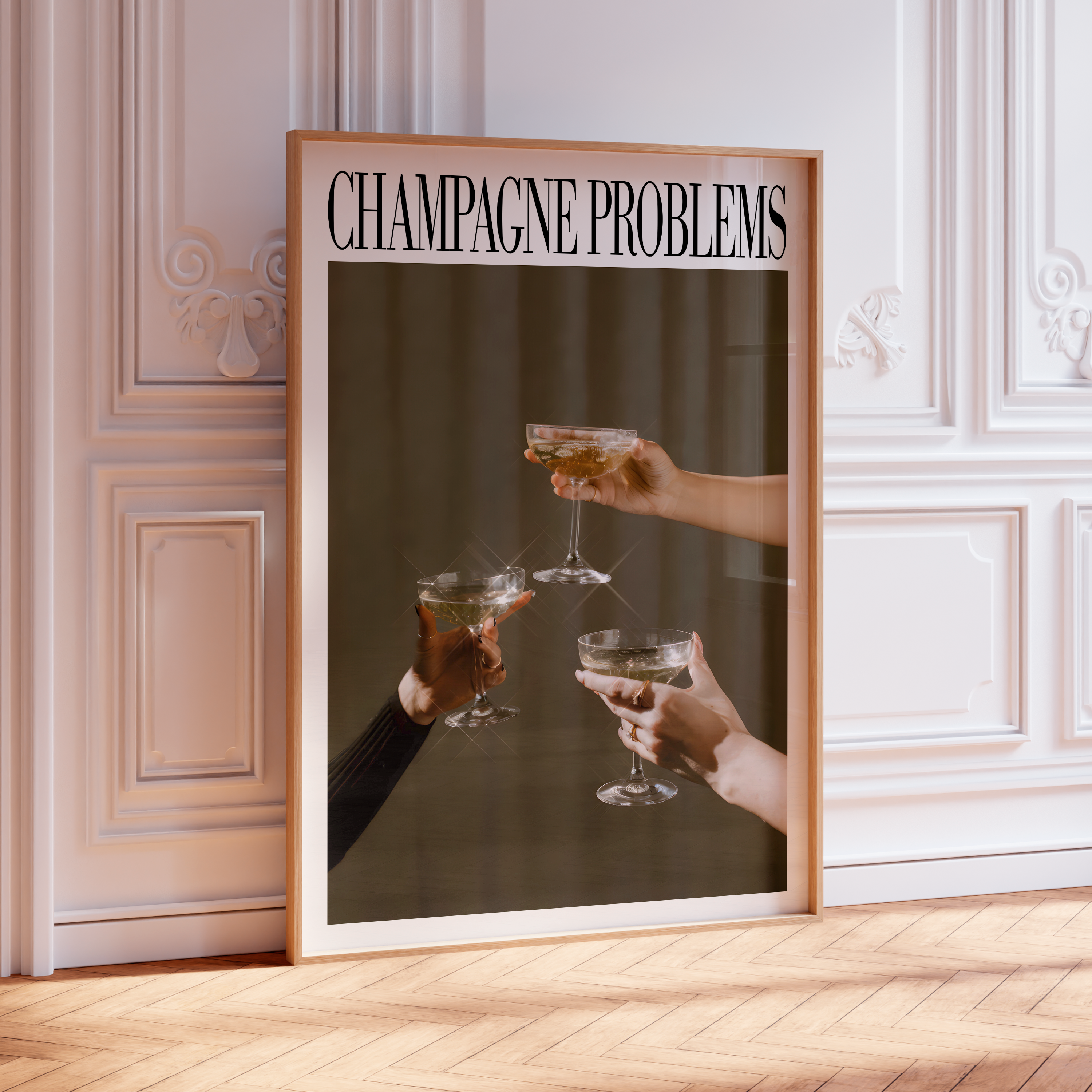 3 Champagne Glasses Poster