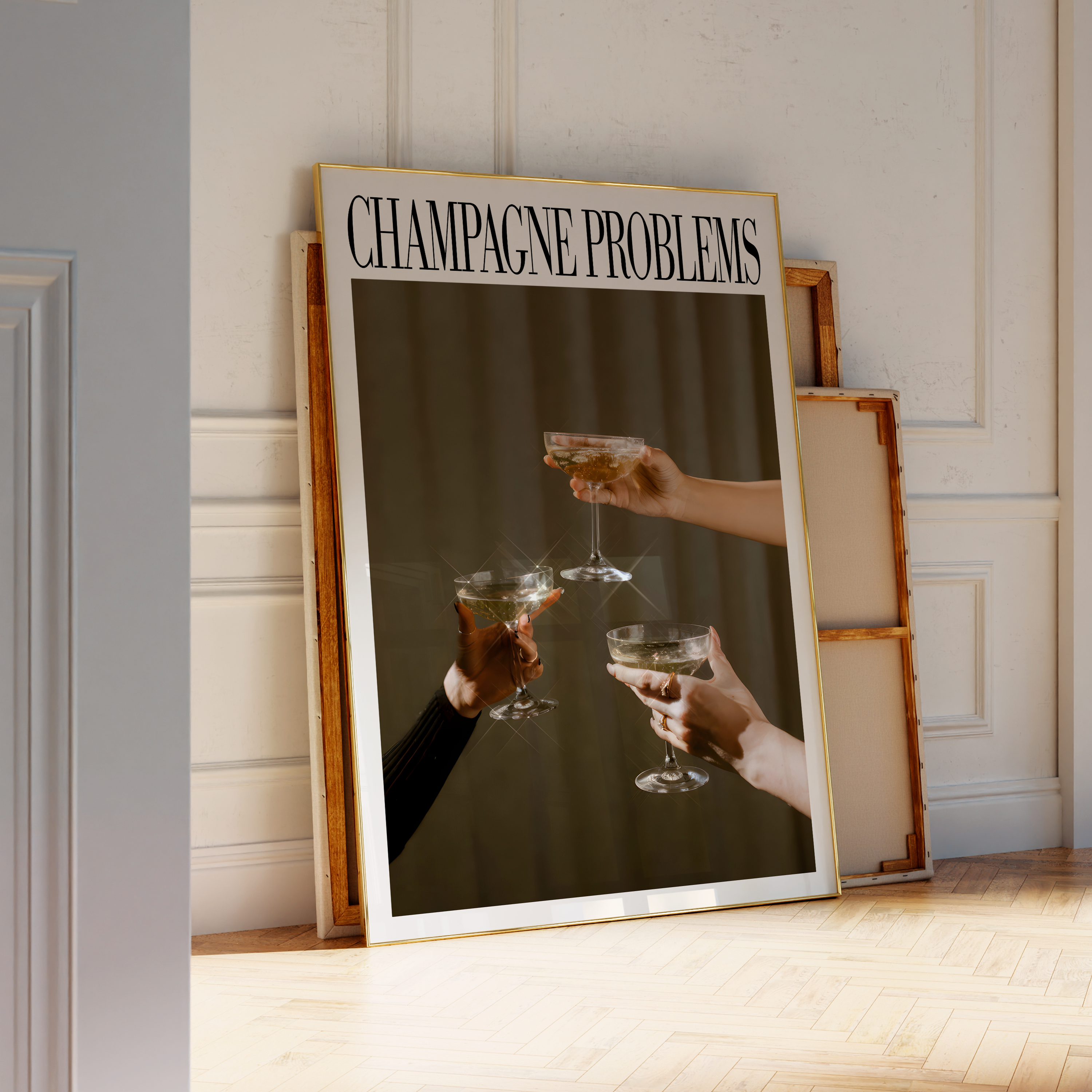 3 Champagne Glasses Poster