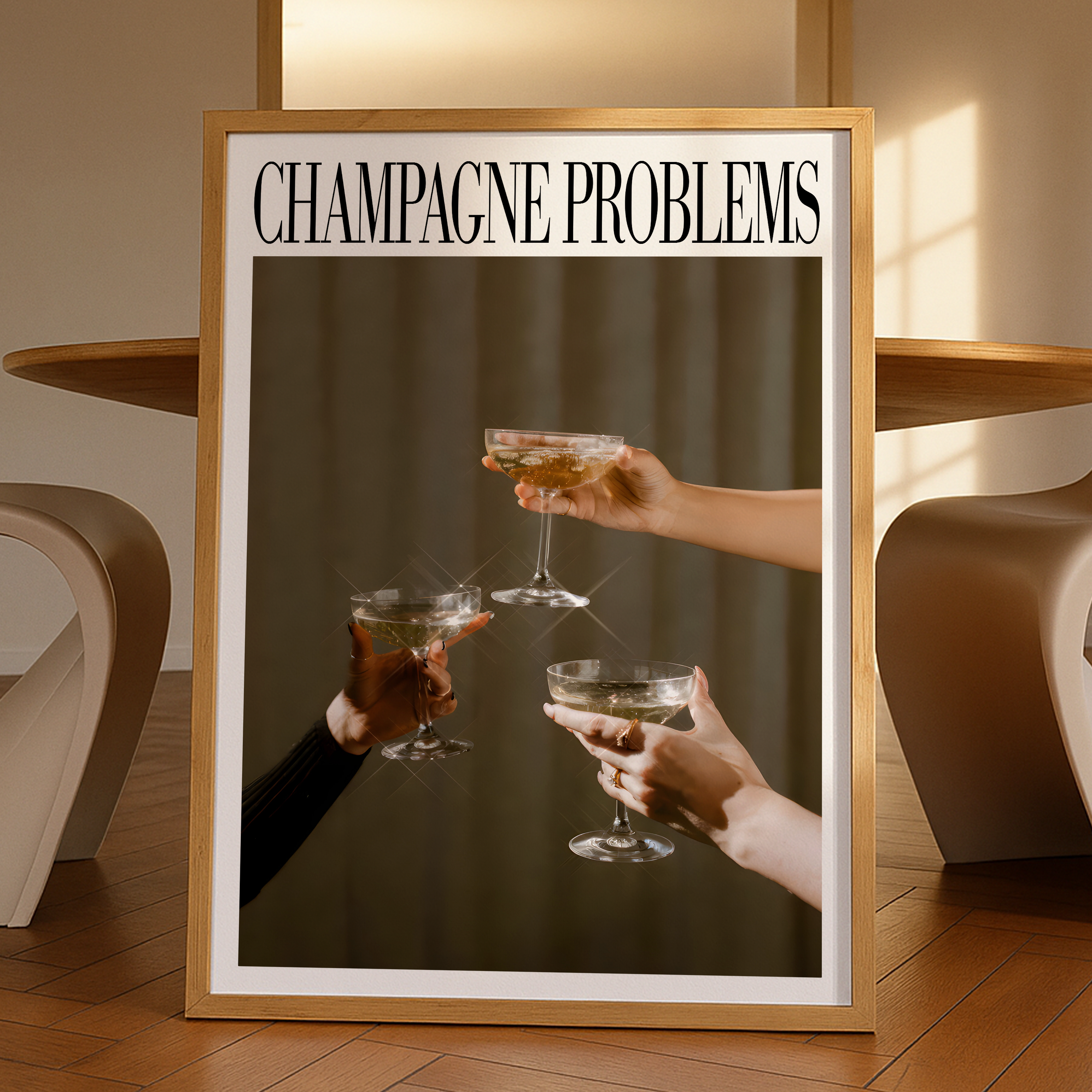 3 Champagne Glasses Poster