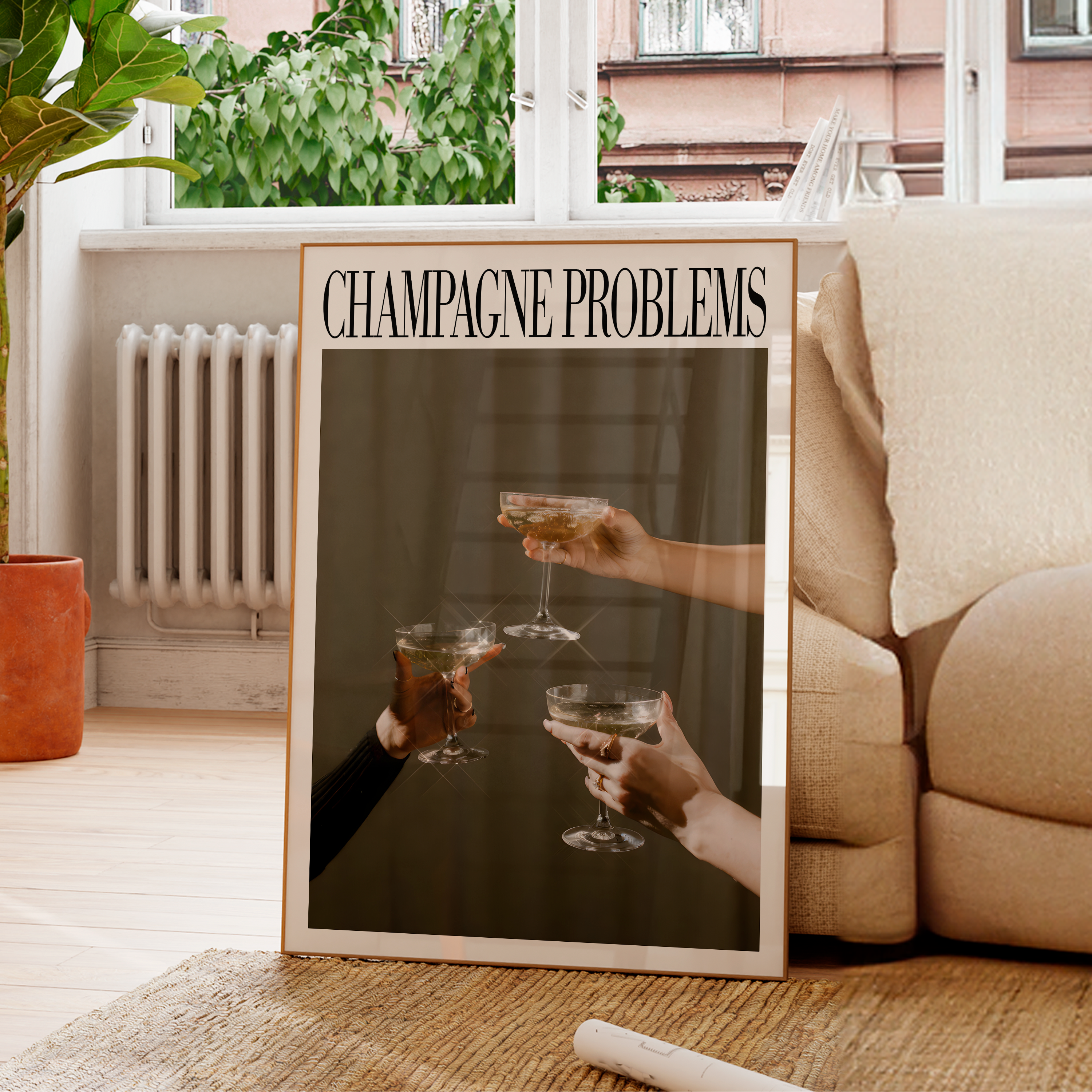 3 Champagne Glasses Poster