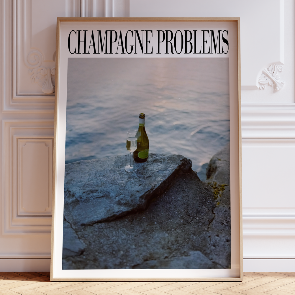 Champagne Problems By The Ocean Evermore Taylor Swift–inspired poster featuring ocean imagery