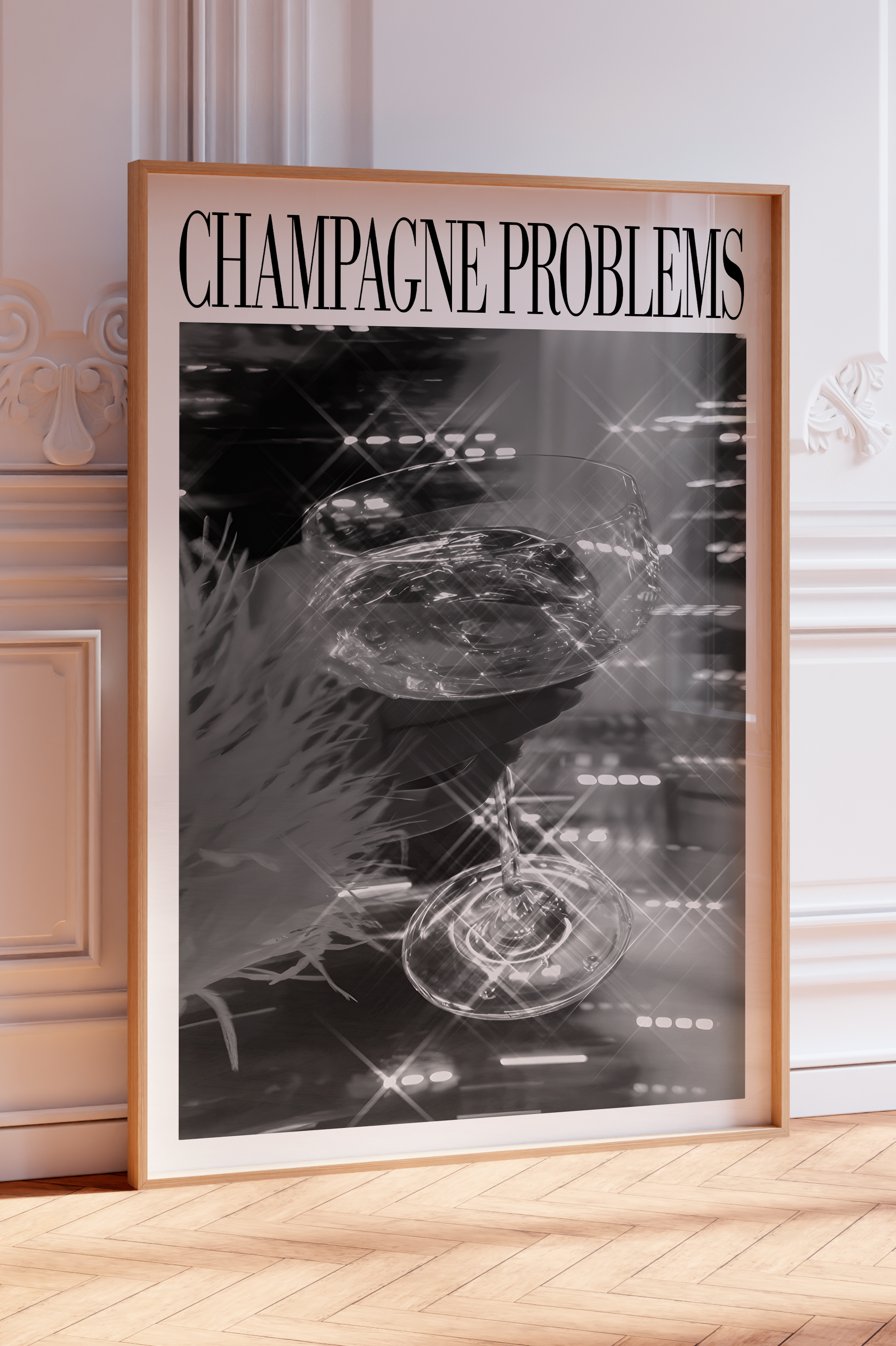 Champagne Problems Sparkle (B&W) - Haus Of Moods