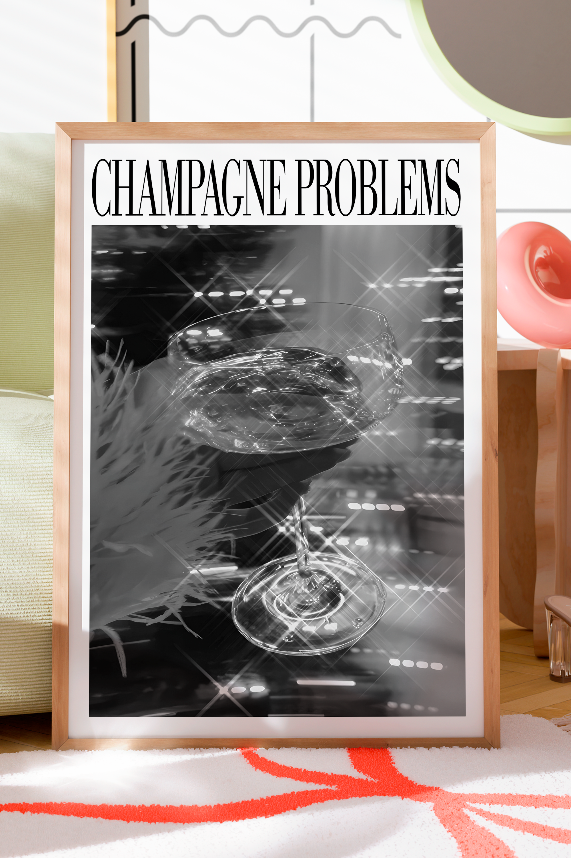 Champagne Problems Sparkle (B&W) - Haus Of Moods