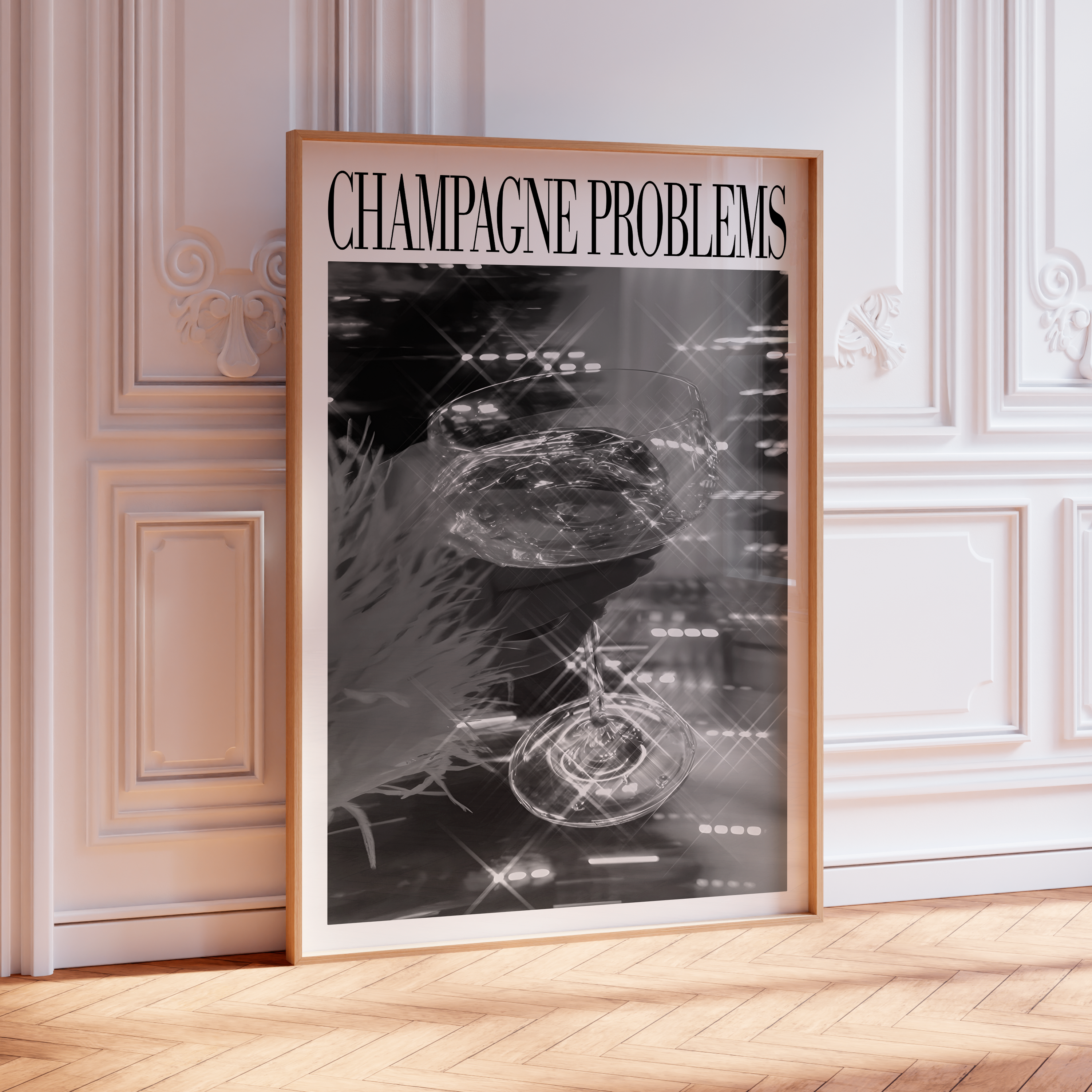 Champagne Problems Sparkle (B&W) - Haus Of Moods