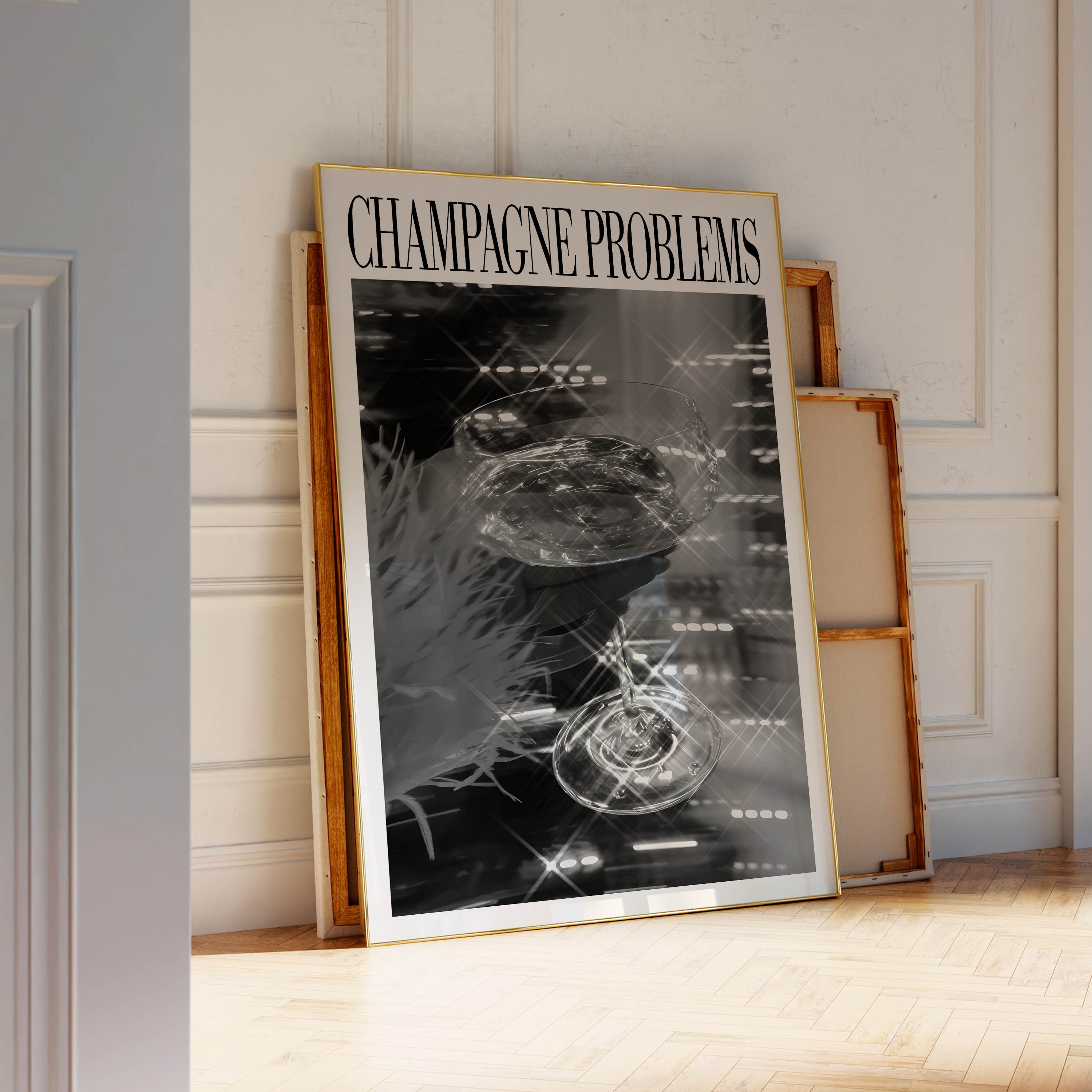 Champagne Problems Sparkle (B&W) - Haus Of Moods