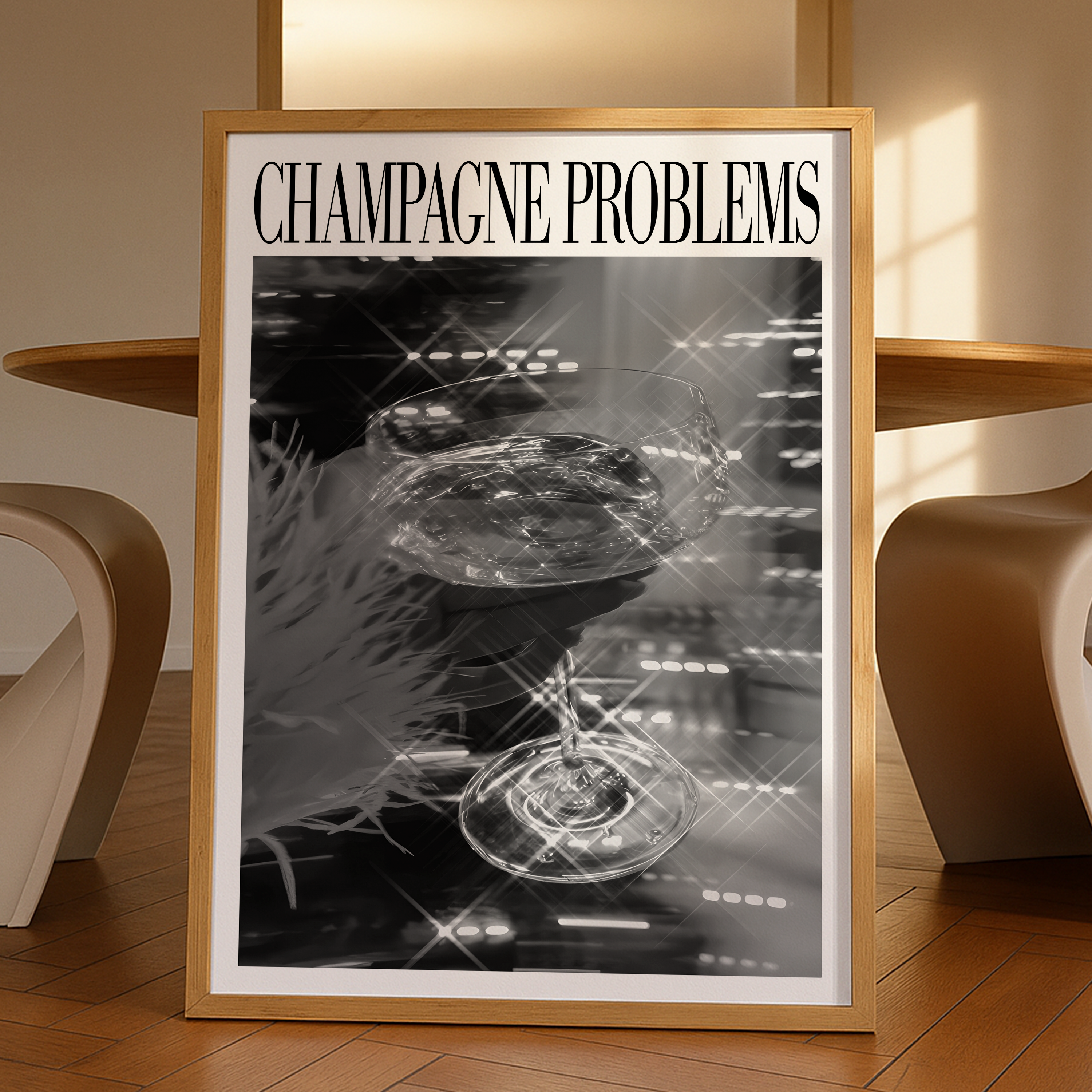 Champagne Problems Sparkle (B&W) - Haus Of Moods