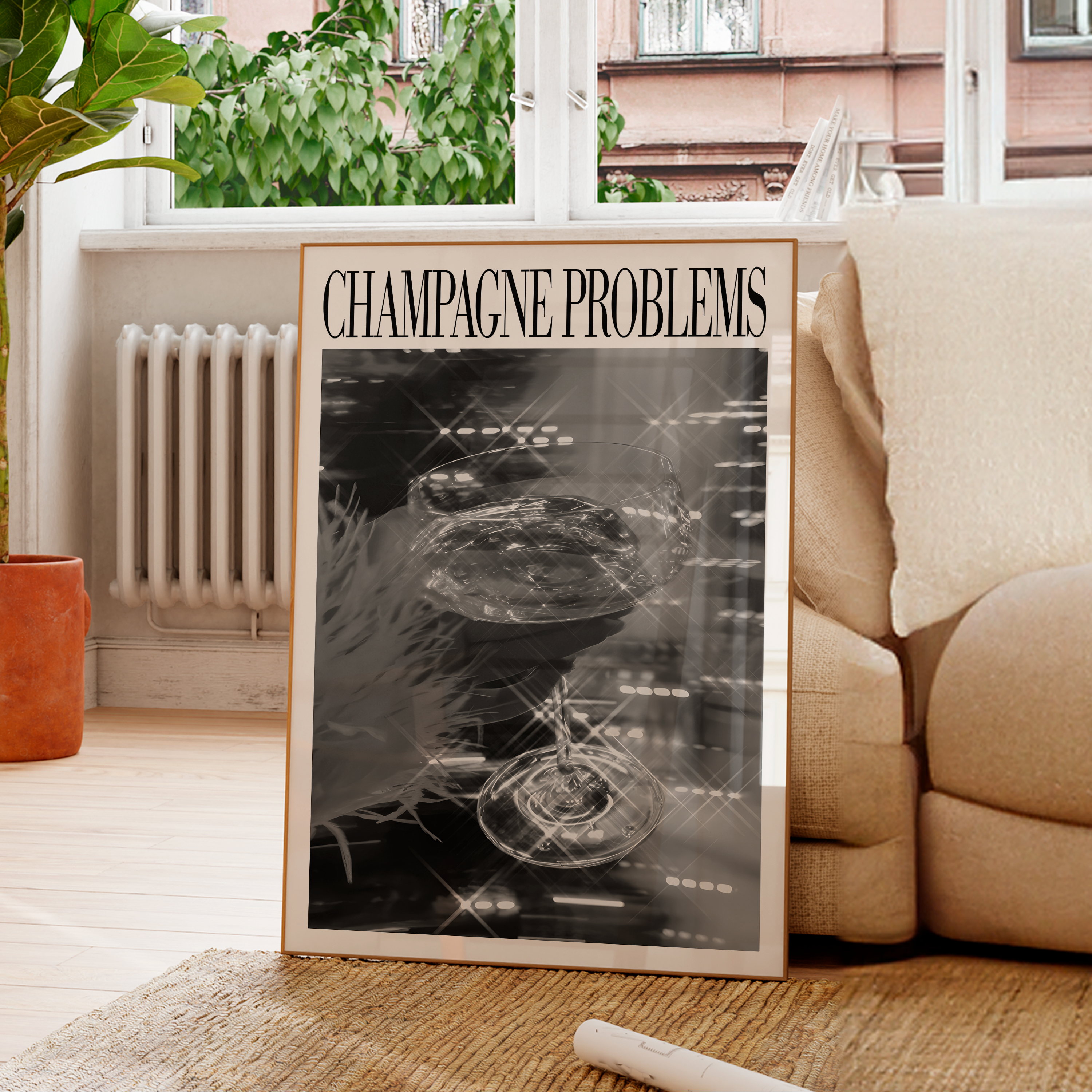 Champagne Problems Sparkle (B&W) - Haus Of Moods