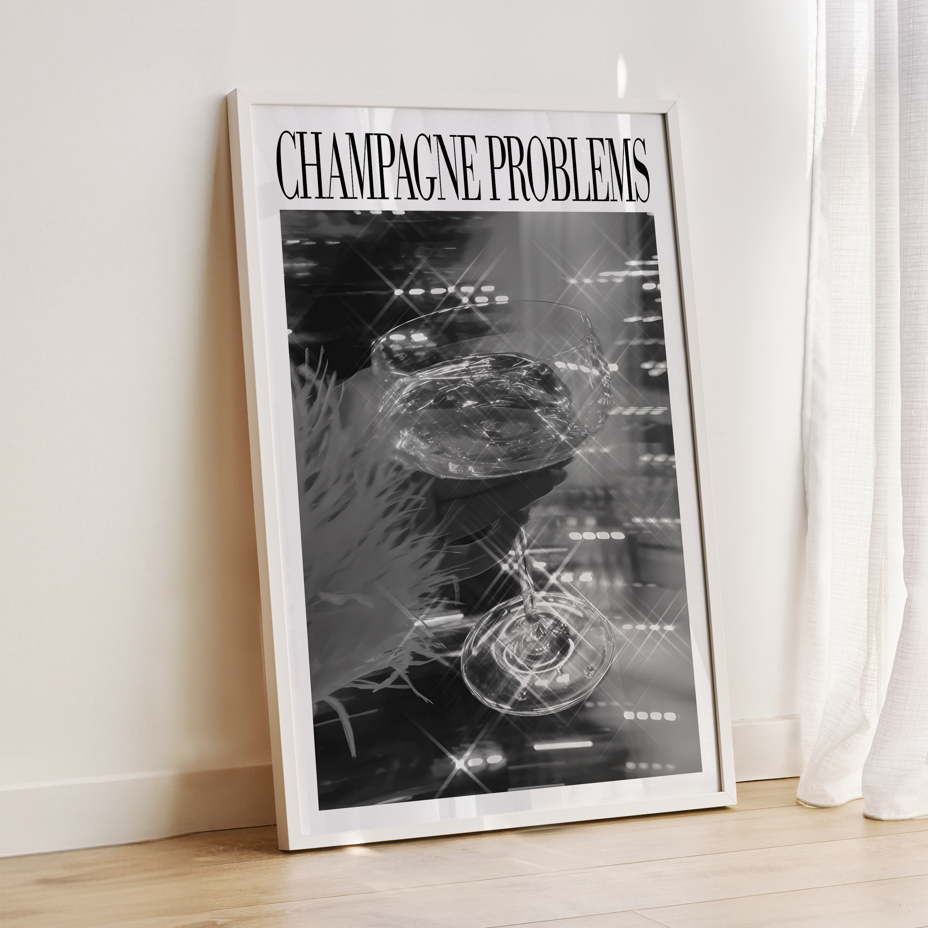 Champagne Problems Sparkle (B&W) - Haus Of Moods