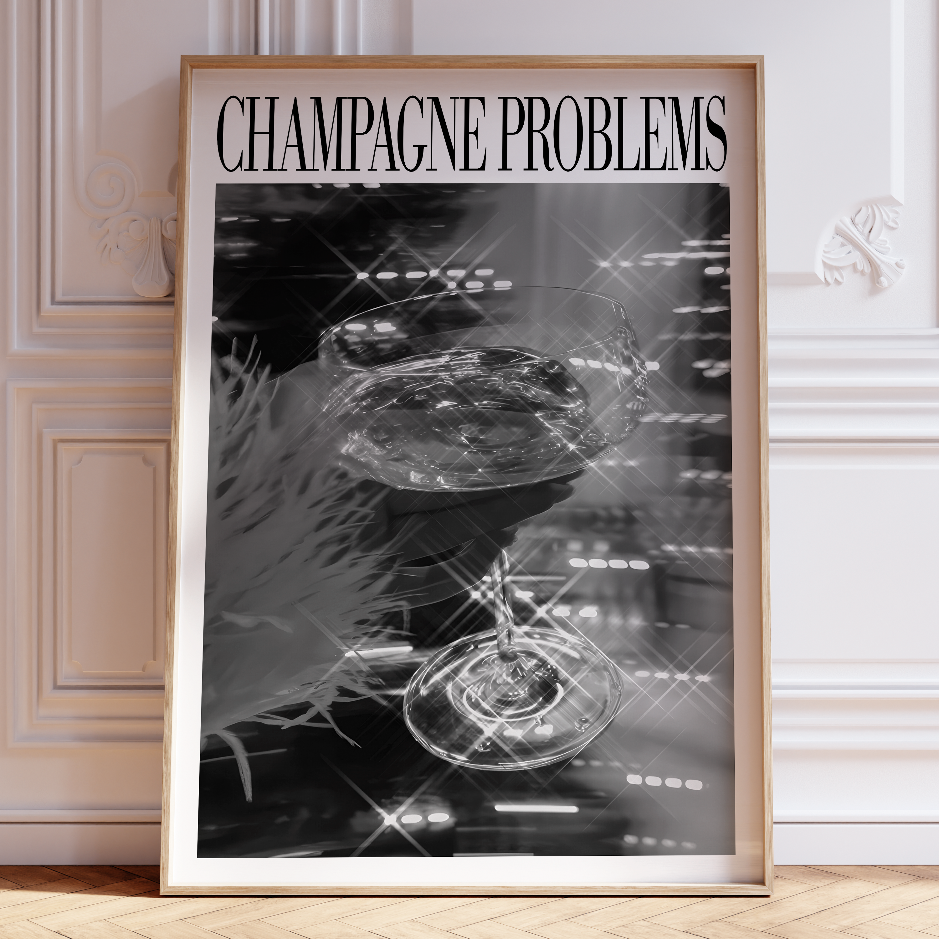 Champagne Problems Sparkle (B&W) - Haus Of Moods