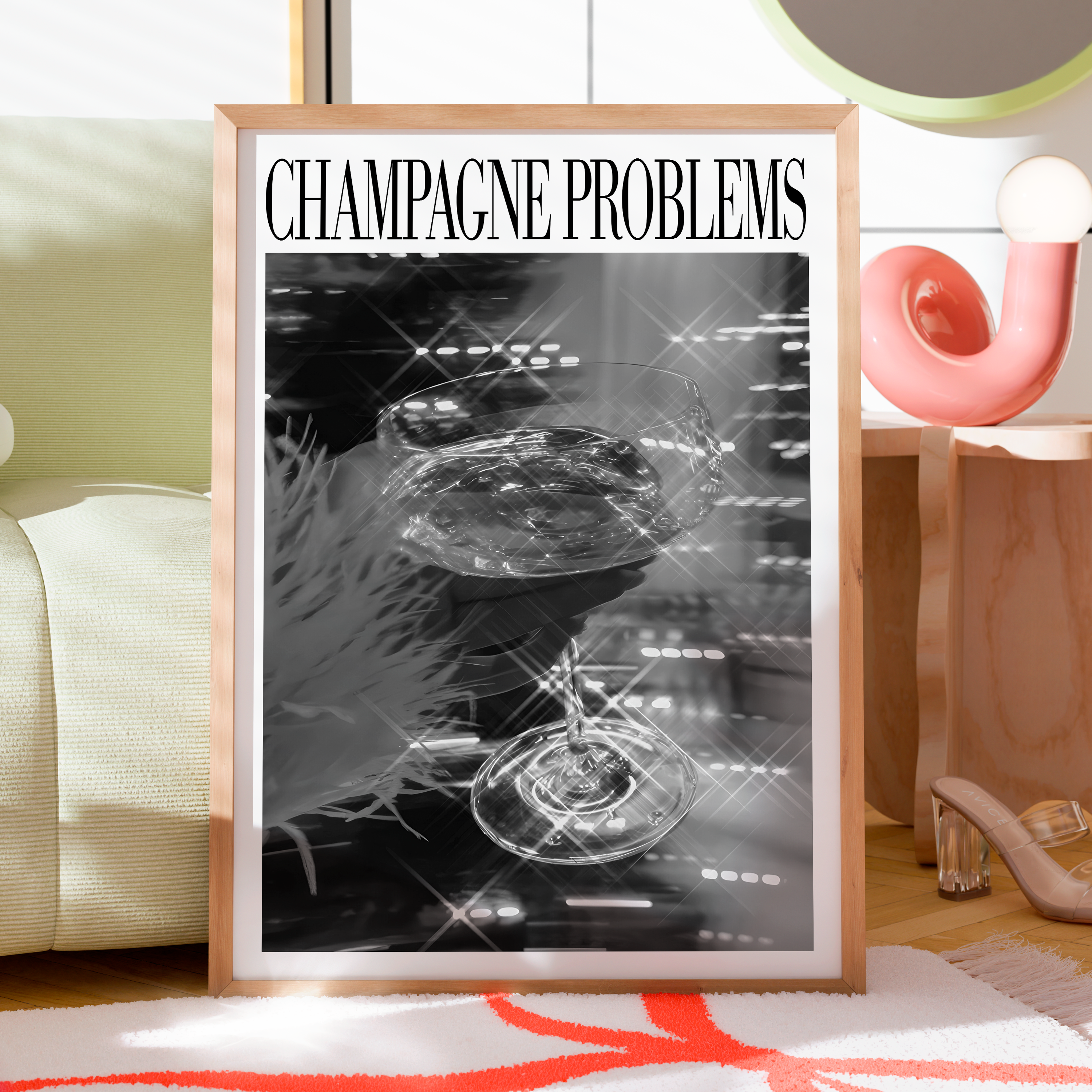 Champagne Problems Sparkle (B&W) - Haus Of Moods