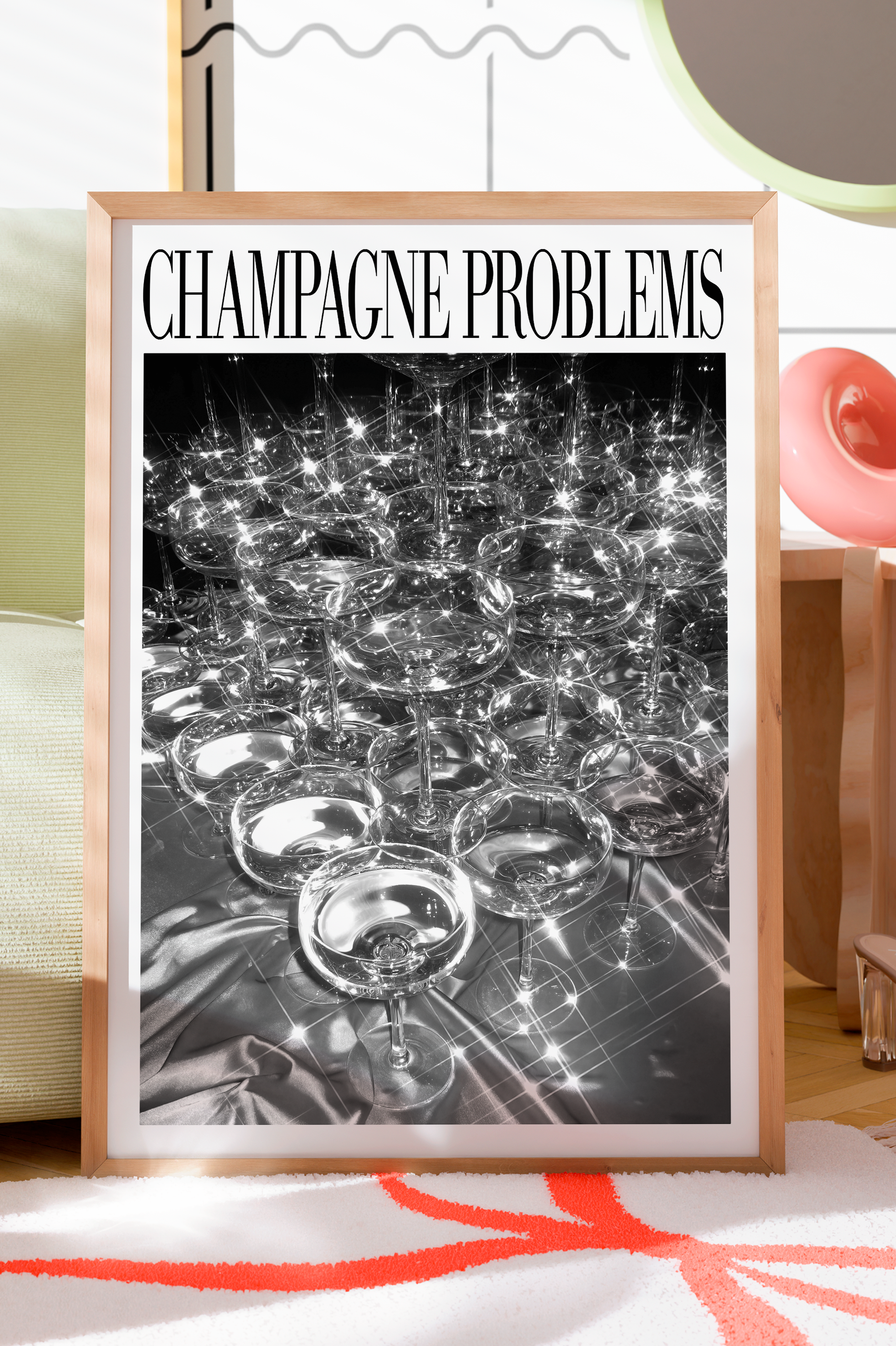 Champagne Tower Sparkles (B&W) - Haus Of Moods