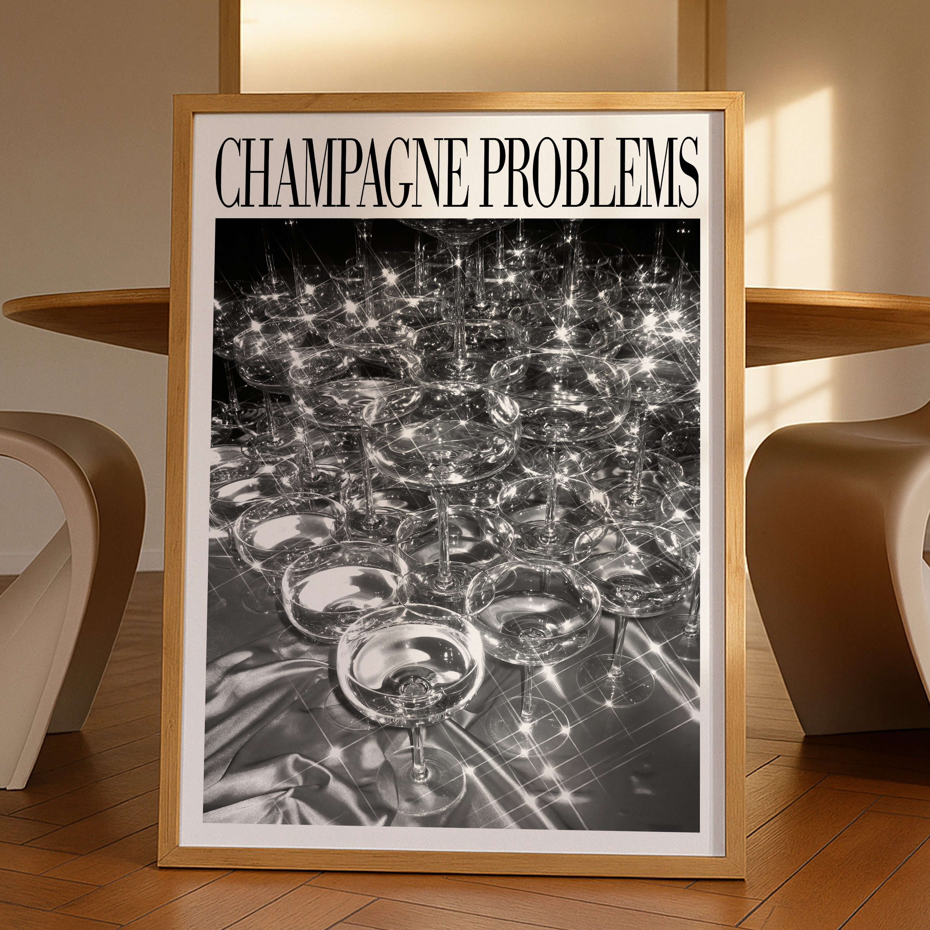 Champagne Tower Sparkles (B&W) - Haus Of Moods