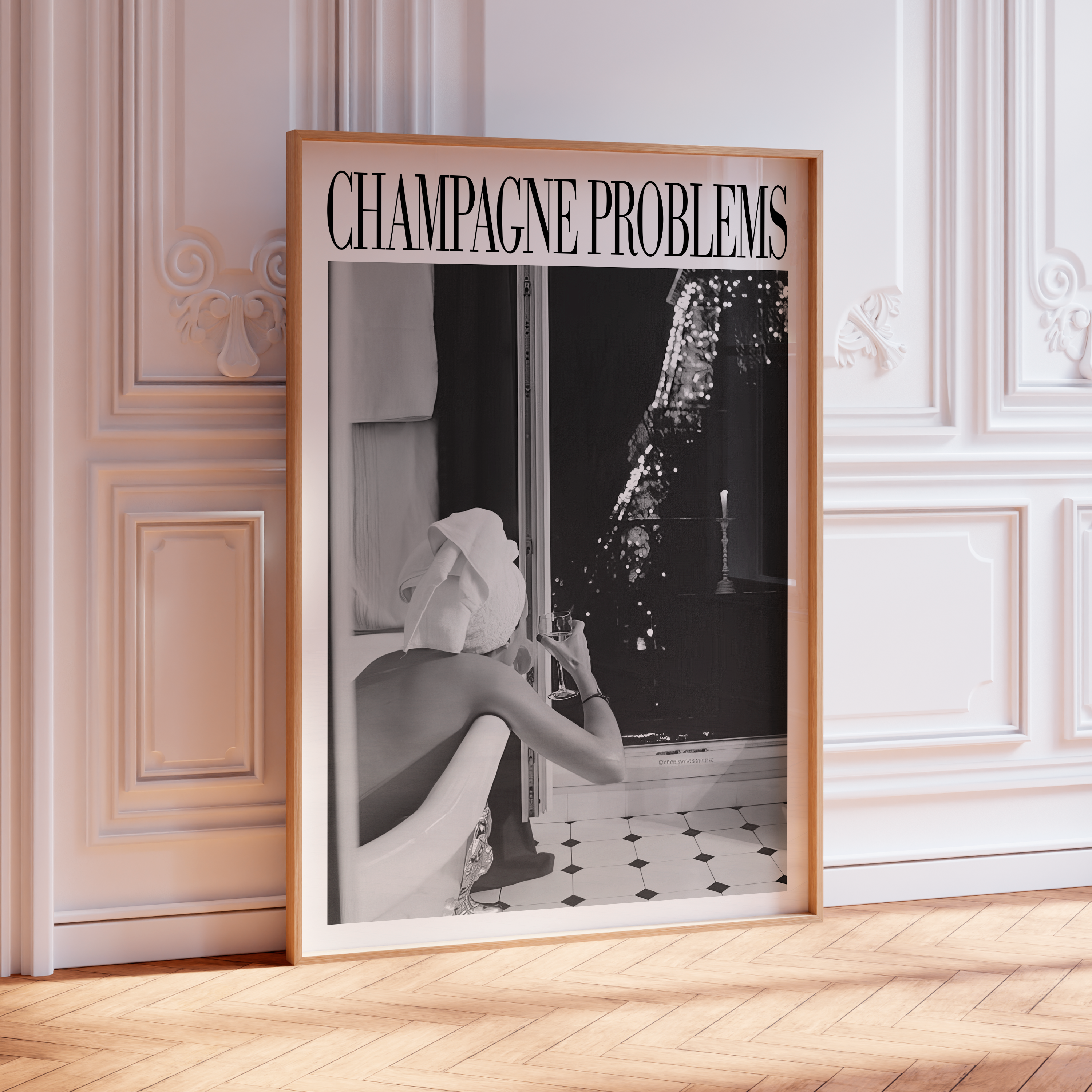Champagne Problems in Paris (B&W) - Haus Of Moods