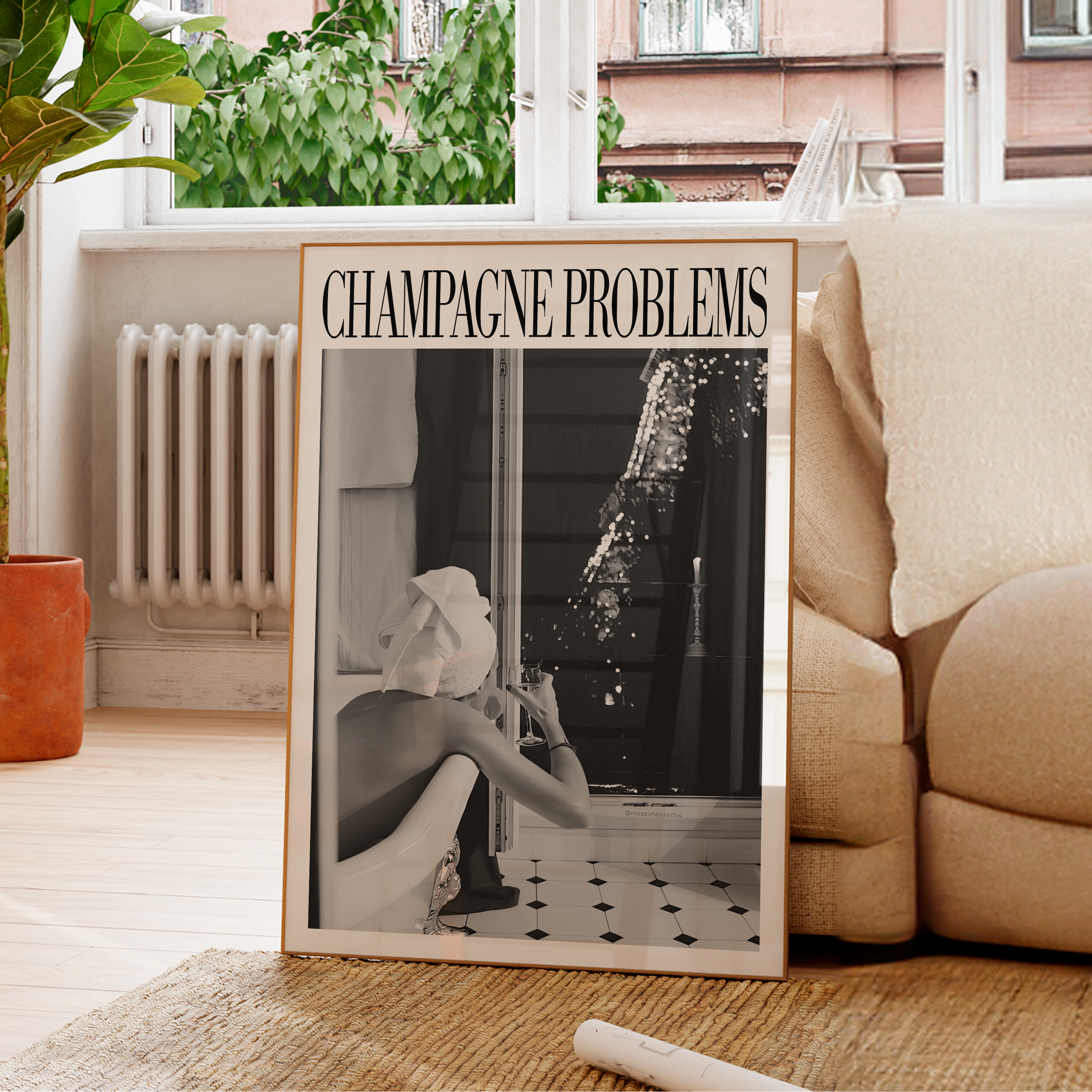 Champagne Problems in Paris (B&W) - Haus Of Moods