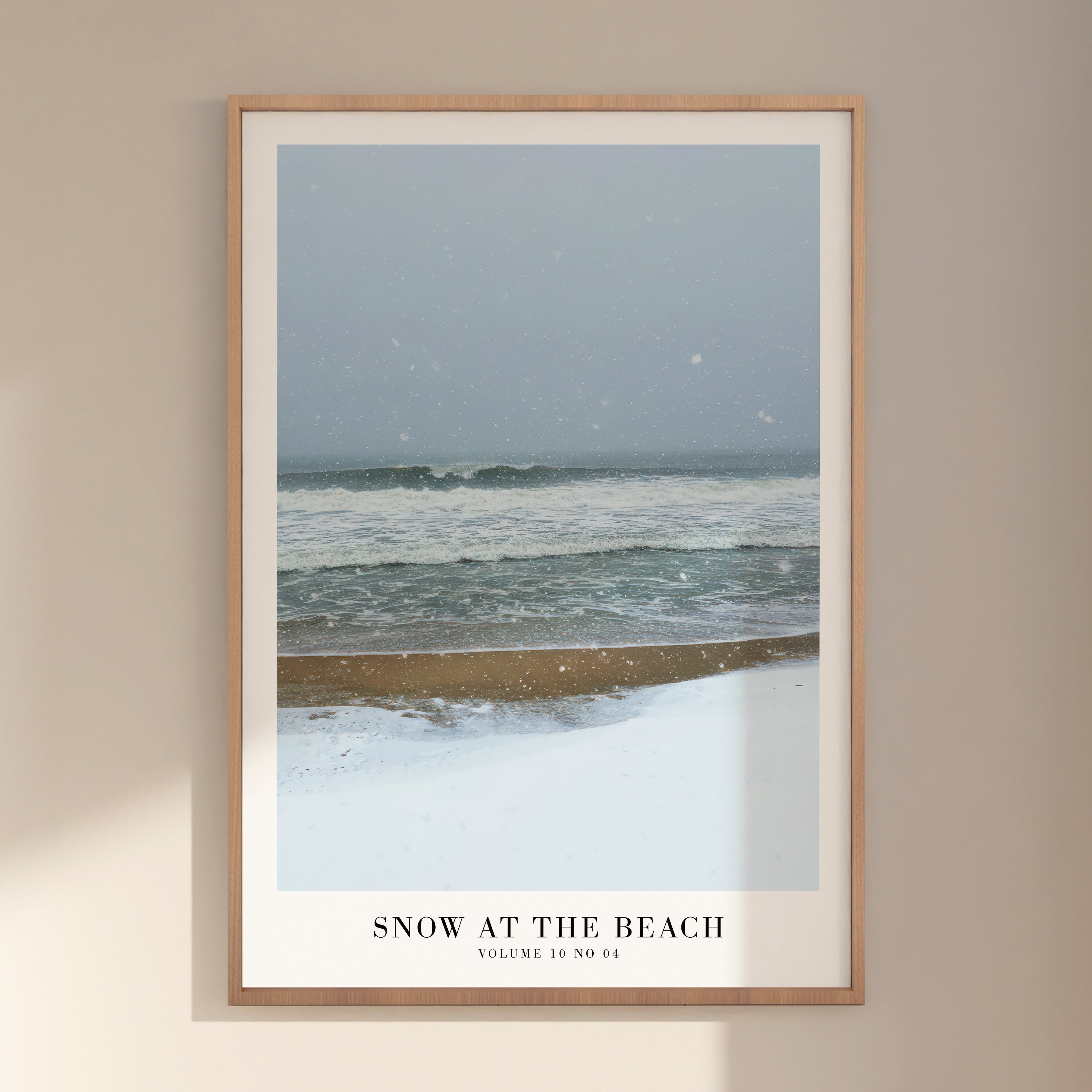 Snow On The Beach winter ocean print in neutral feminine apartment