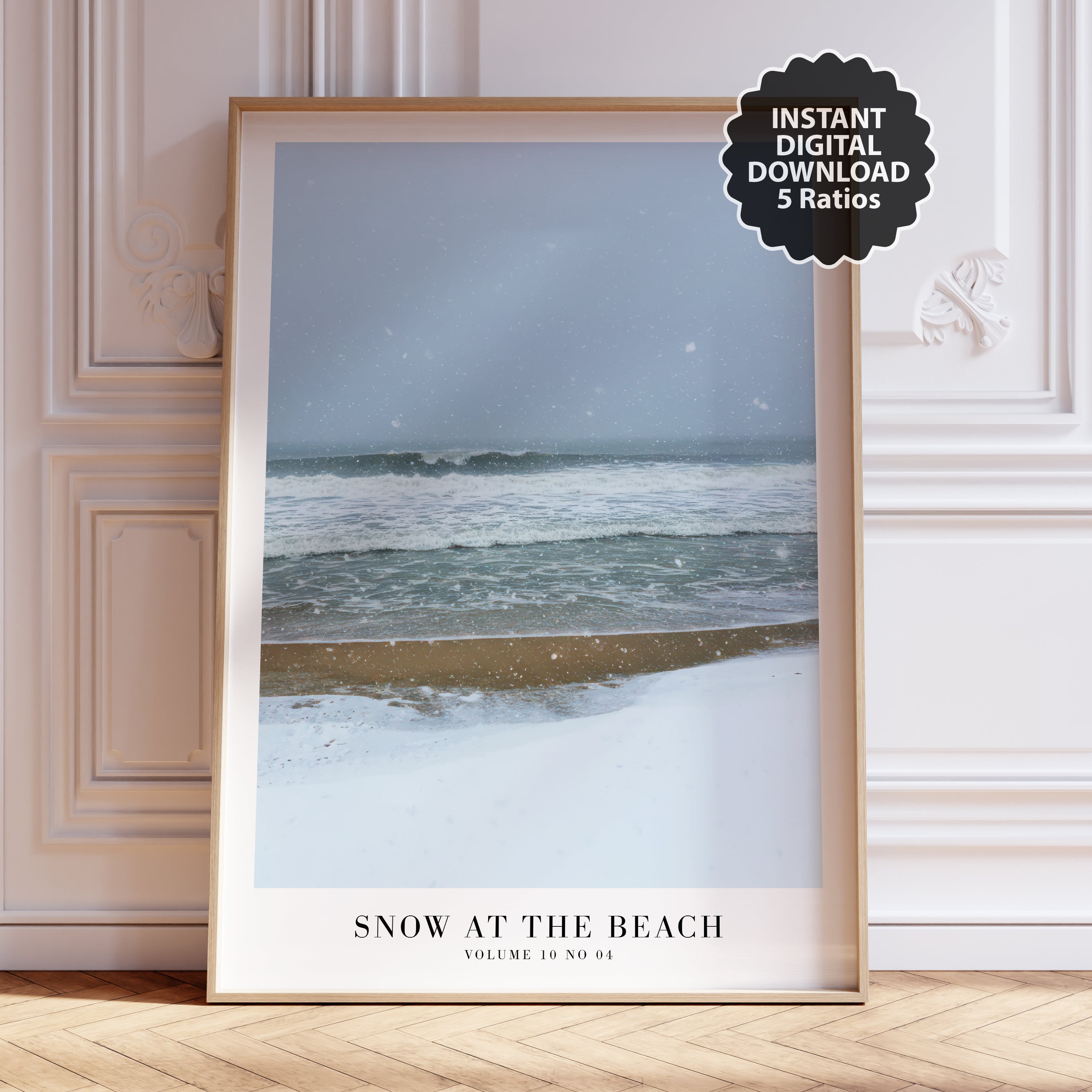 Taylor Swift Snow On The Beach wall art in calming neutral bedroom