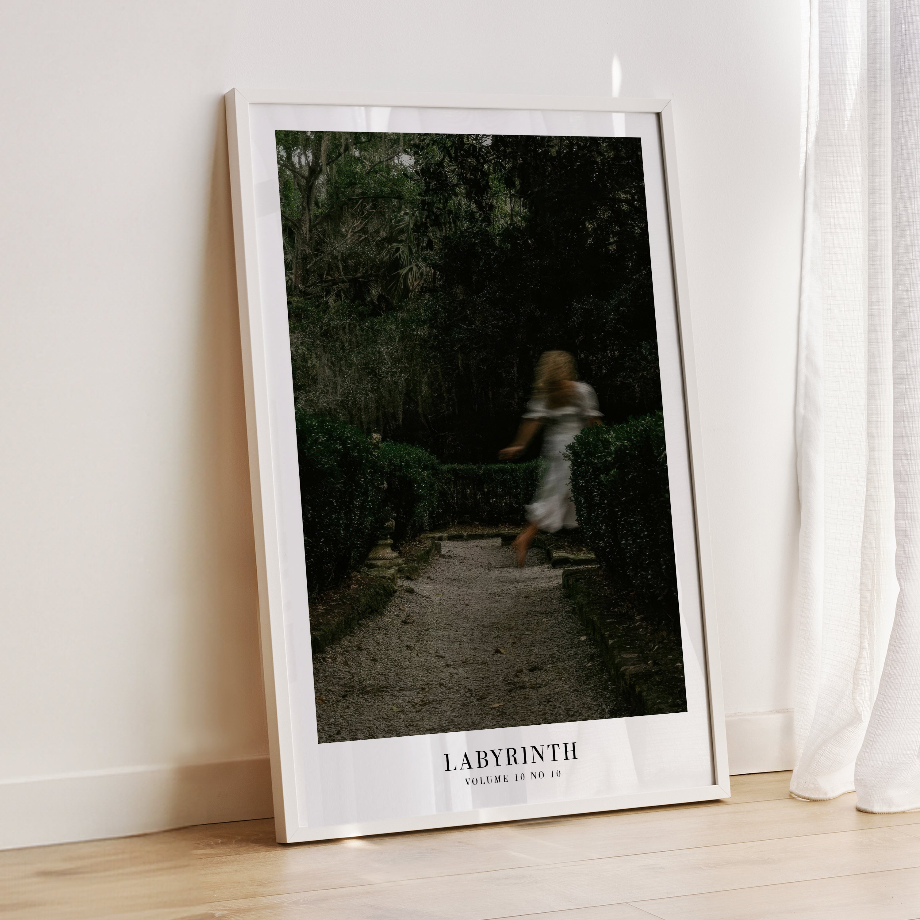 Labyrinth Midnights print in dark academia inspired apartment styling