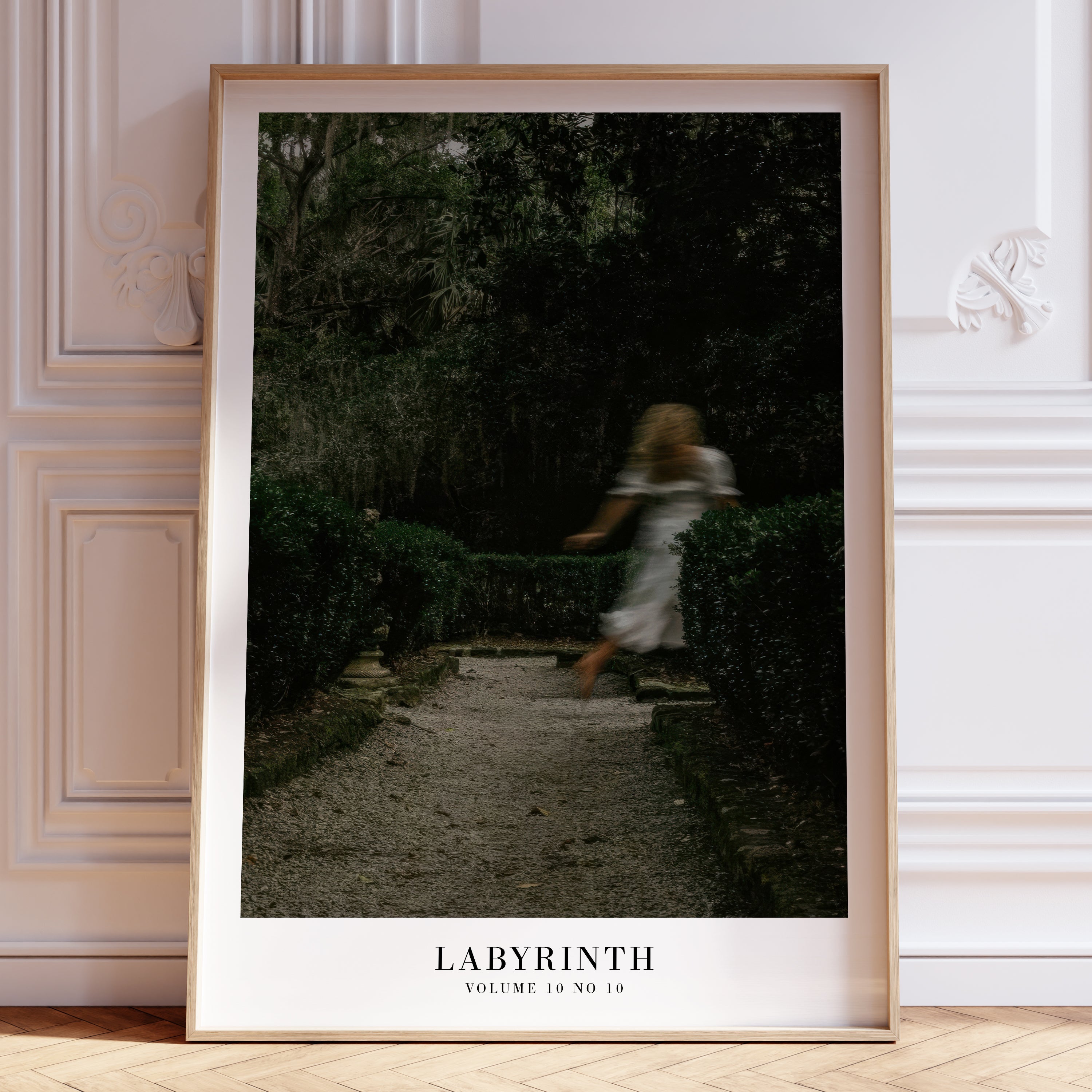 Labyrinth motion blur Taylor Swift print in dark feminine bedroom