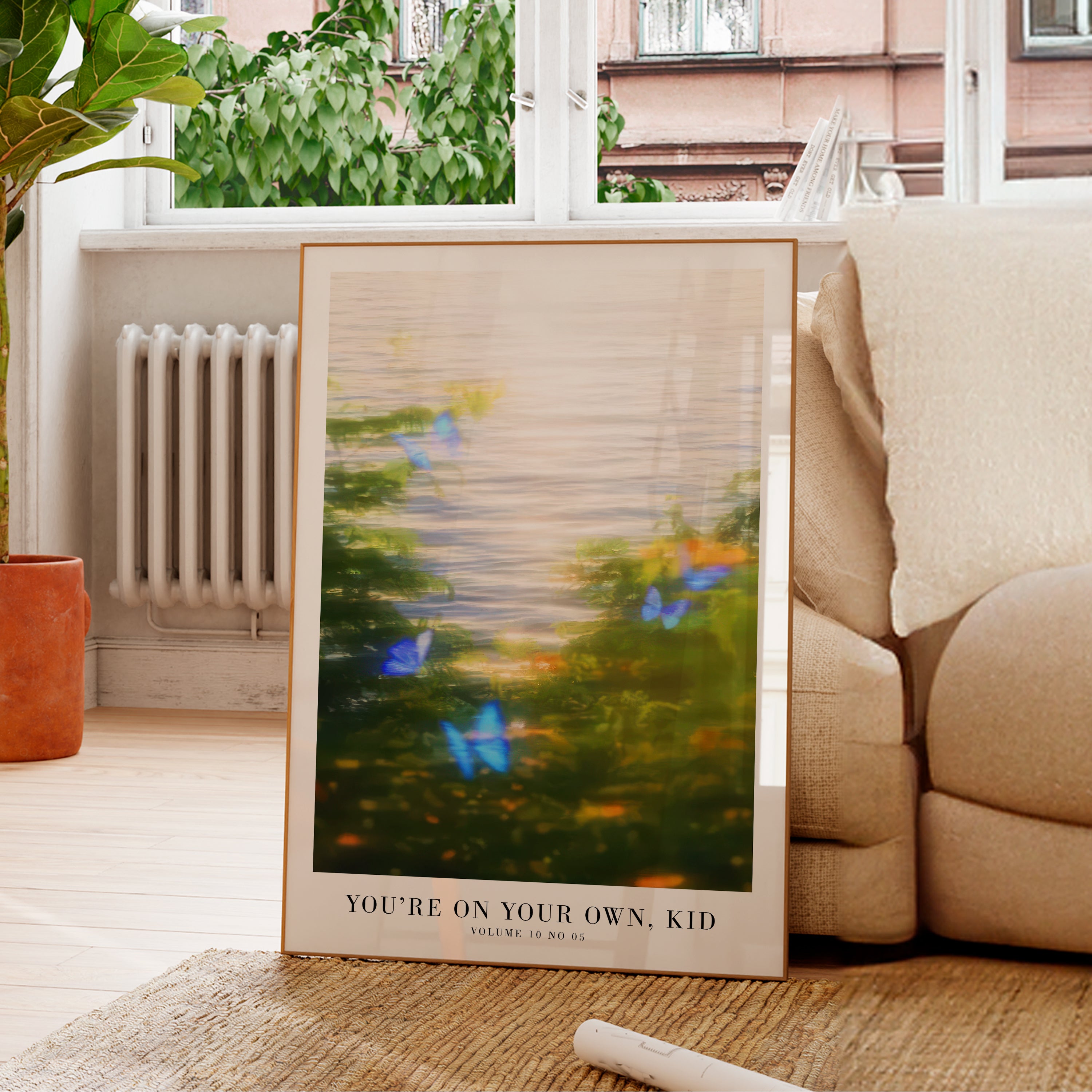 YOYOK butterfly print displayed in soft girl apartment gallery wall