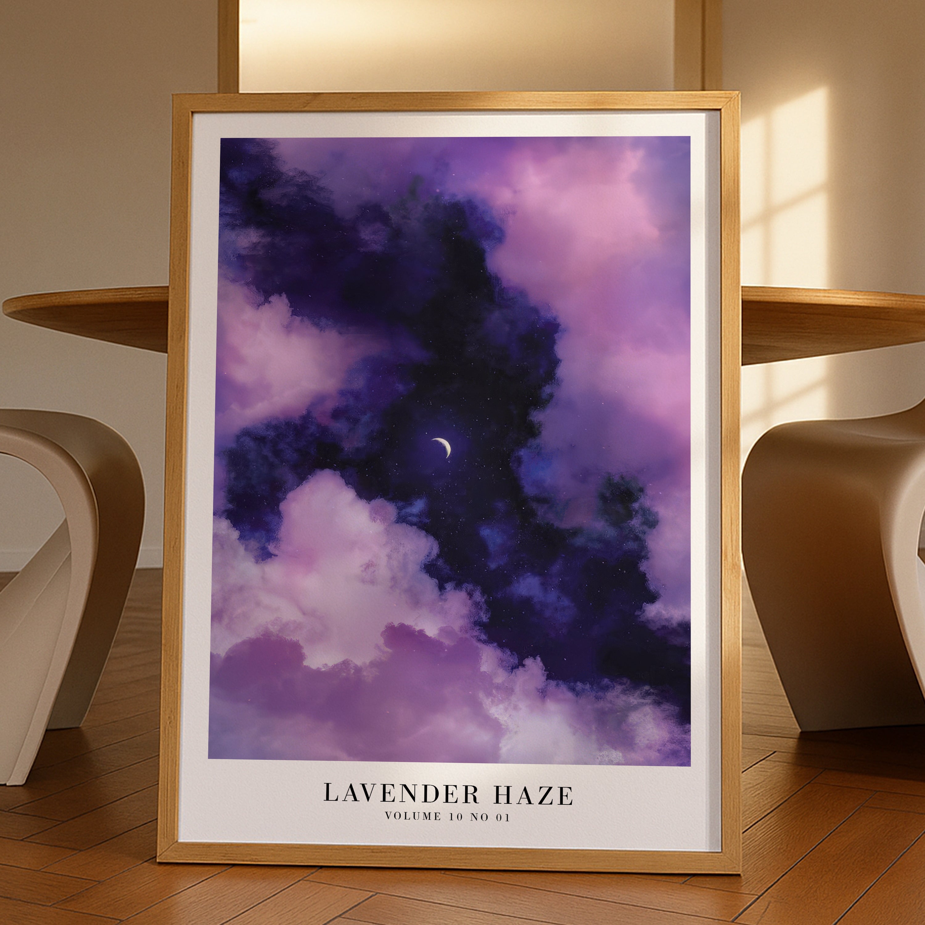 Lavender Haze Midnights cloud poster styled in dreamy dorm room