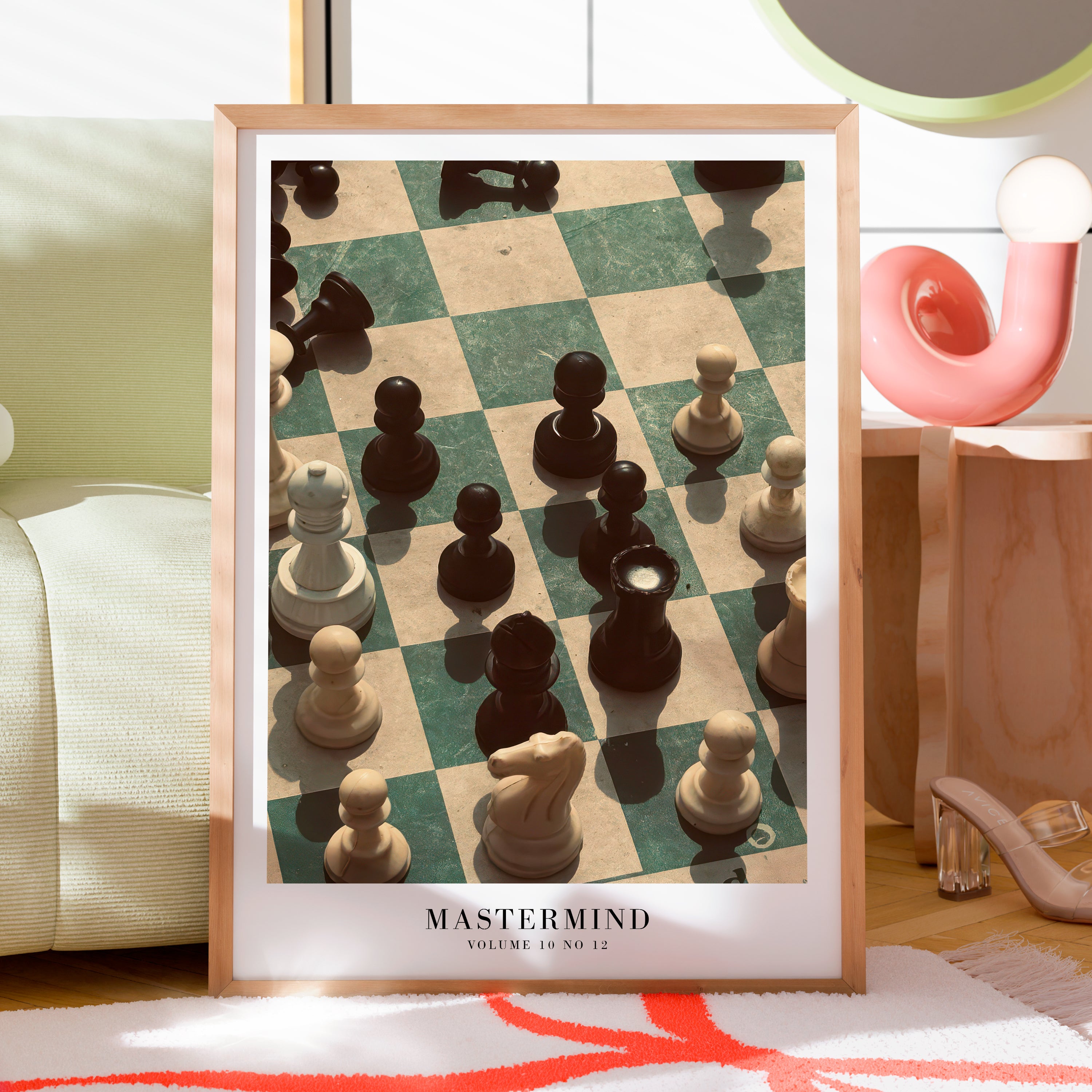 Mastermind retro chess Taylor Swift Midnights poster in earthy bedroom