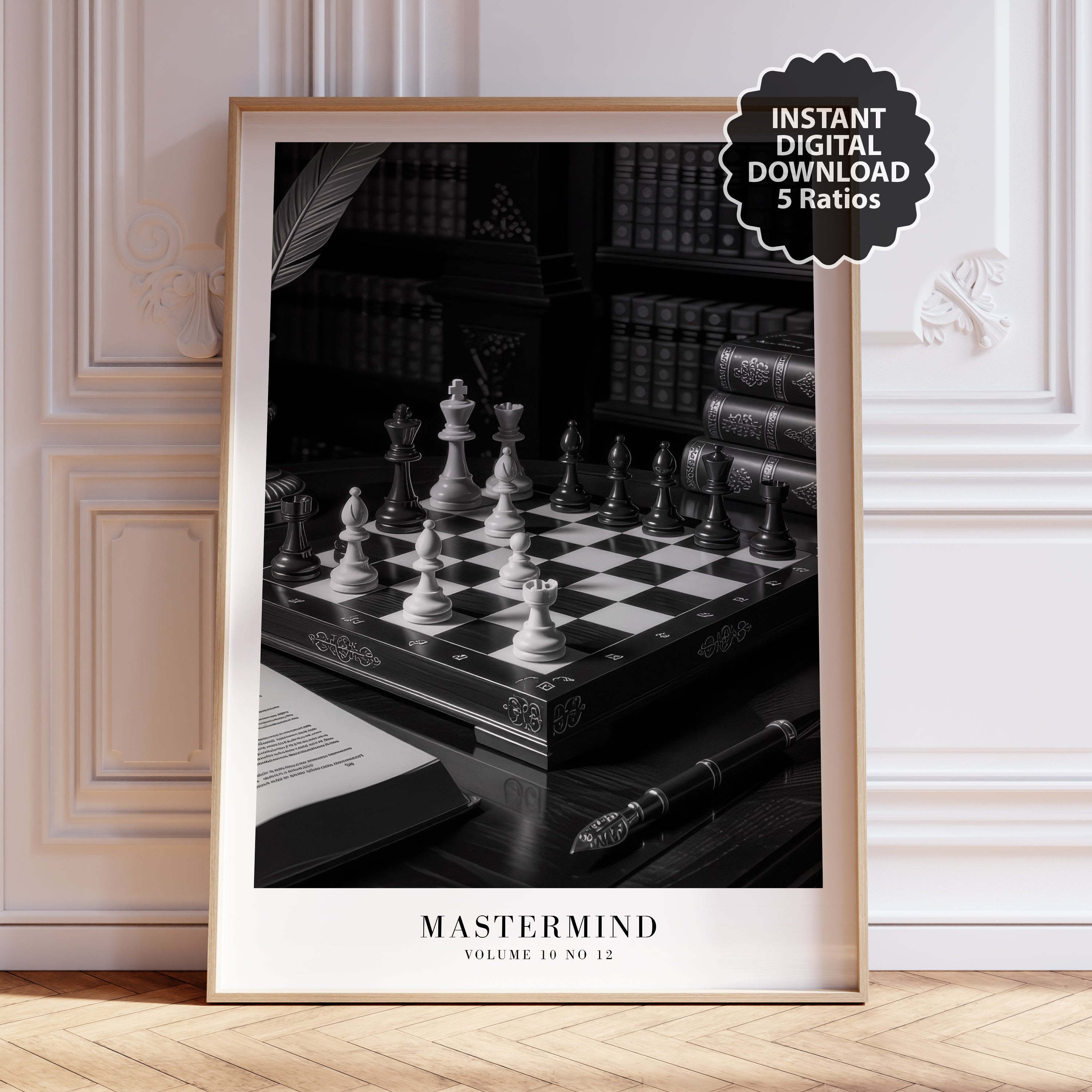 Mastermind monochrome chess wall art layered in moody Swiftie gallery