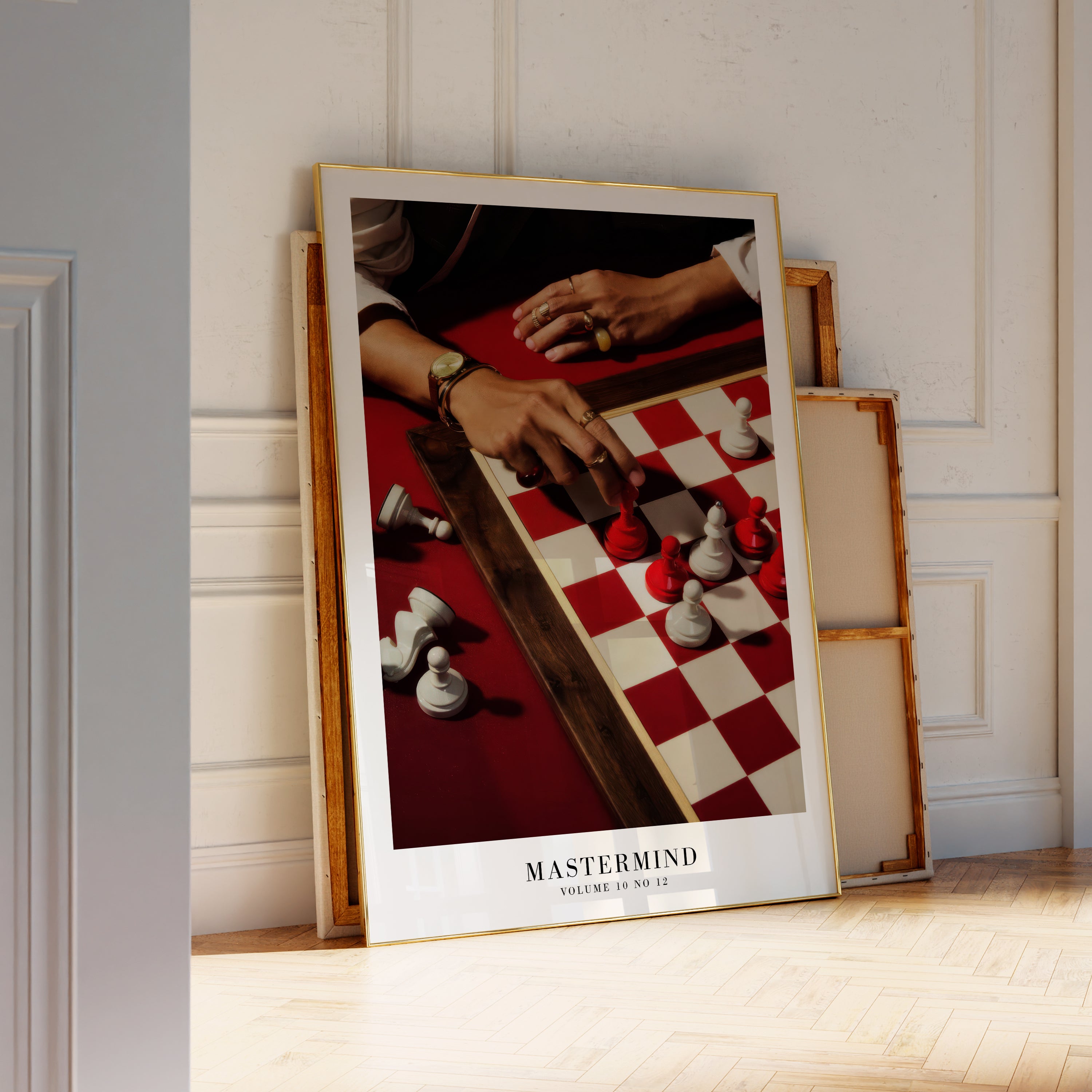 Mastermind Midnights red wall art in trendy dorm room decor
