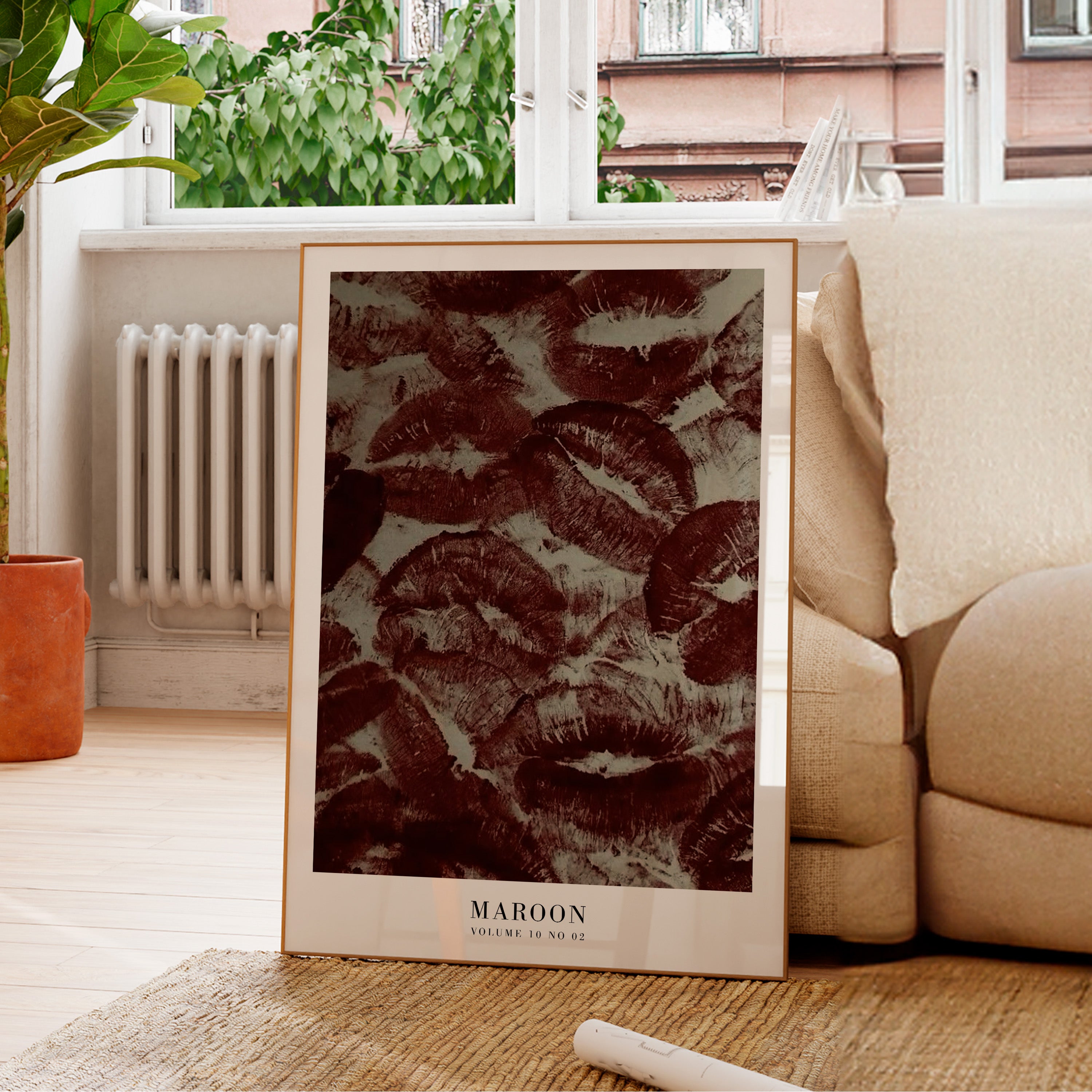 Maroon lips Taylor Swift Midnights poster styled in dark feminine bedroom
