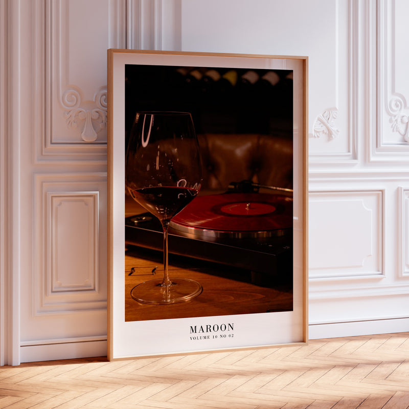 Maroon Midnights Taylor Swift–inspired poster featuring vinyl wine