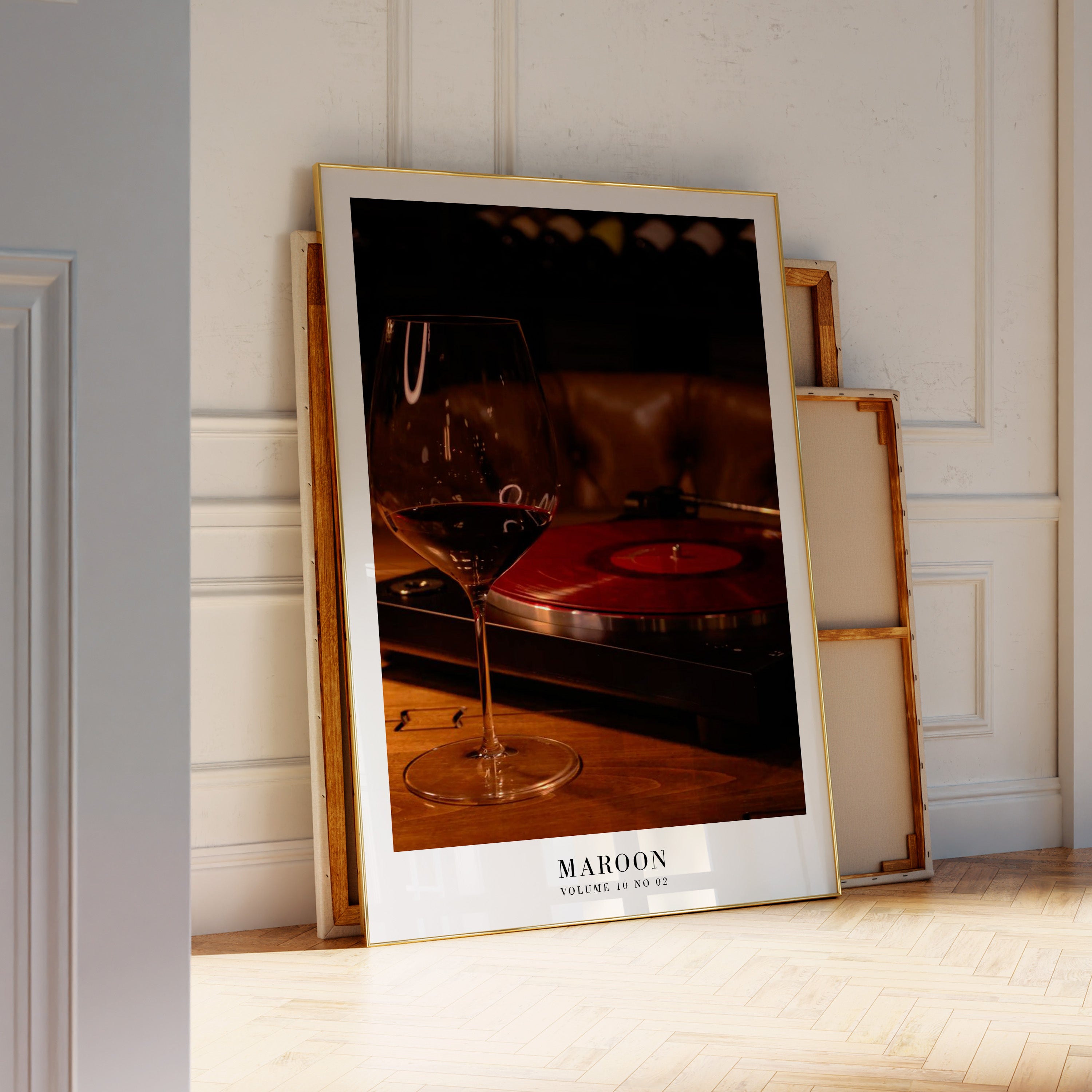Maroon Taylor Swift inspired vinyl wine print in feminine apartment decor