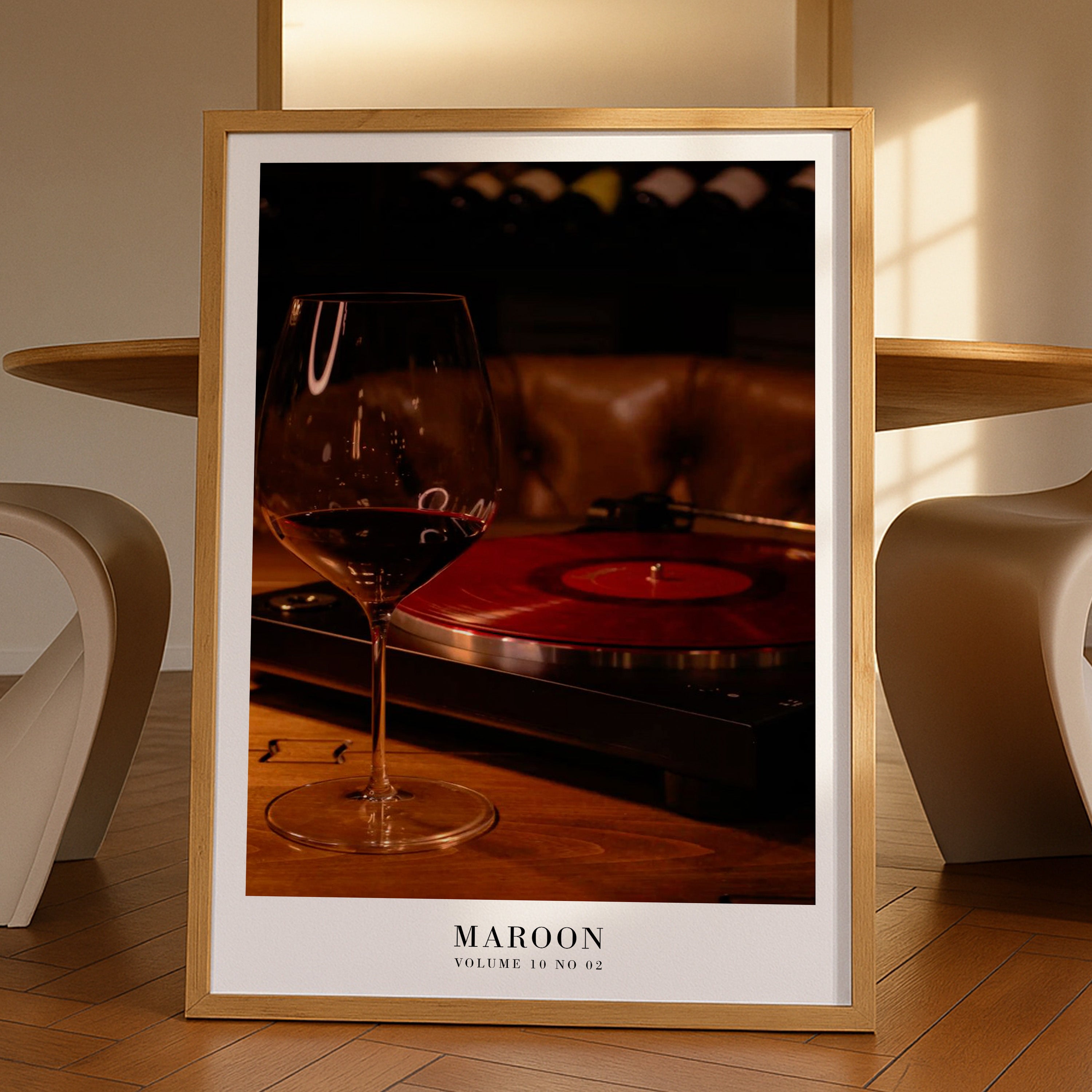 Maroon Taylor Swift Midnights poster styled in vinyl record bedroom decor