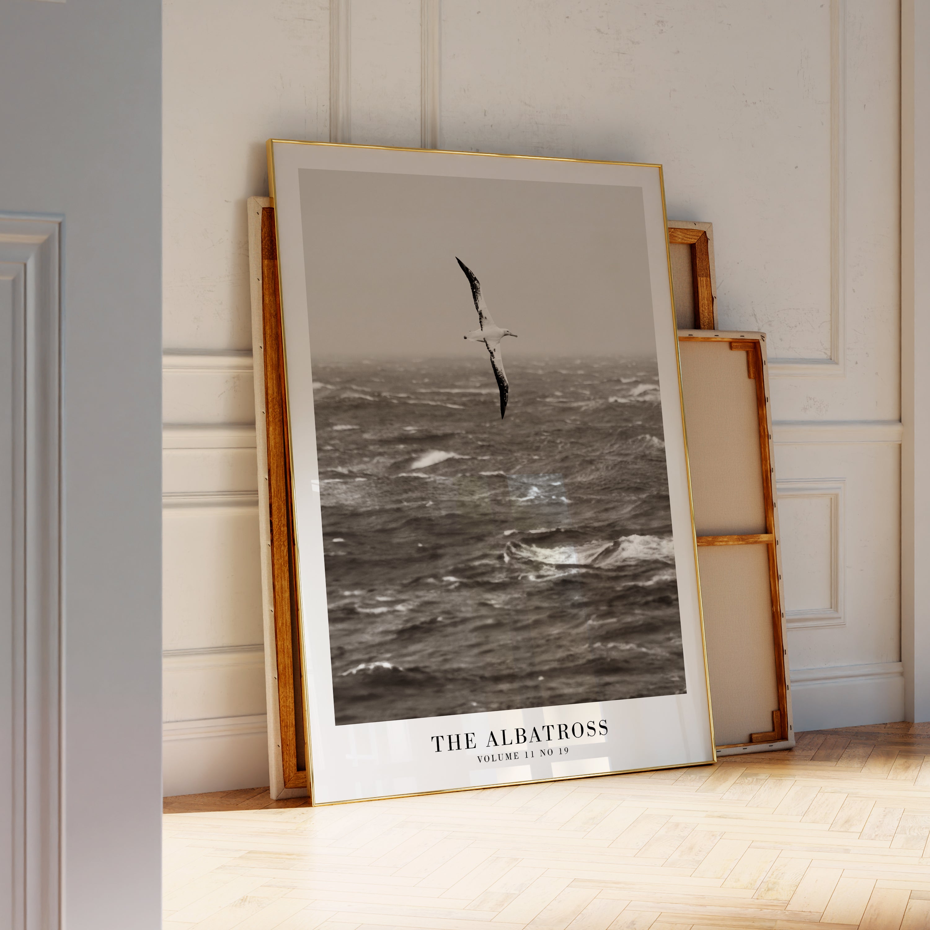The Albatross Ocean stormy poster in neutral minimalist interior
