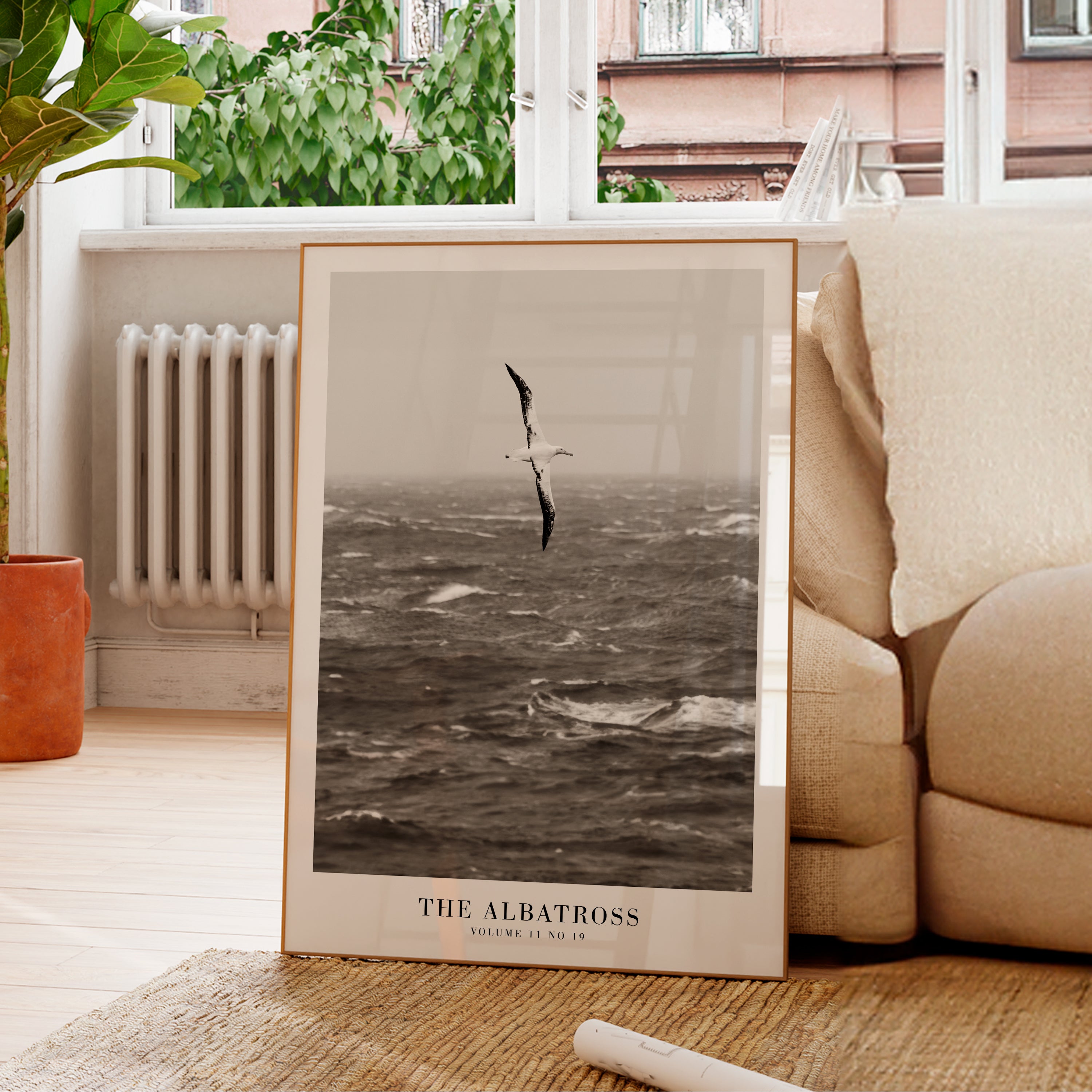 The Albatross Ocean print in moody coastal gallery wall display