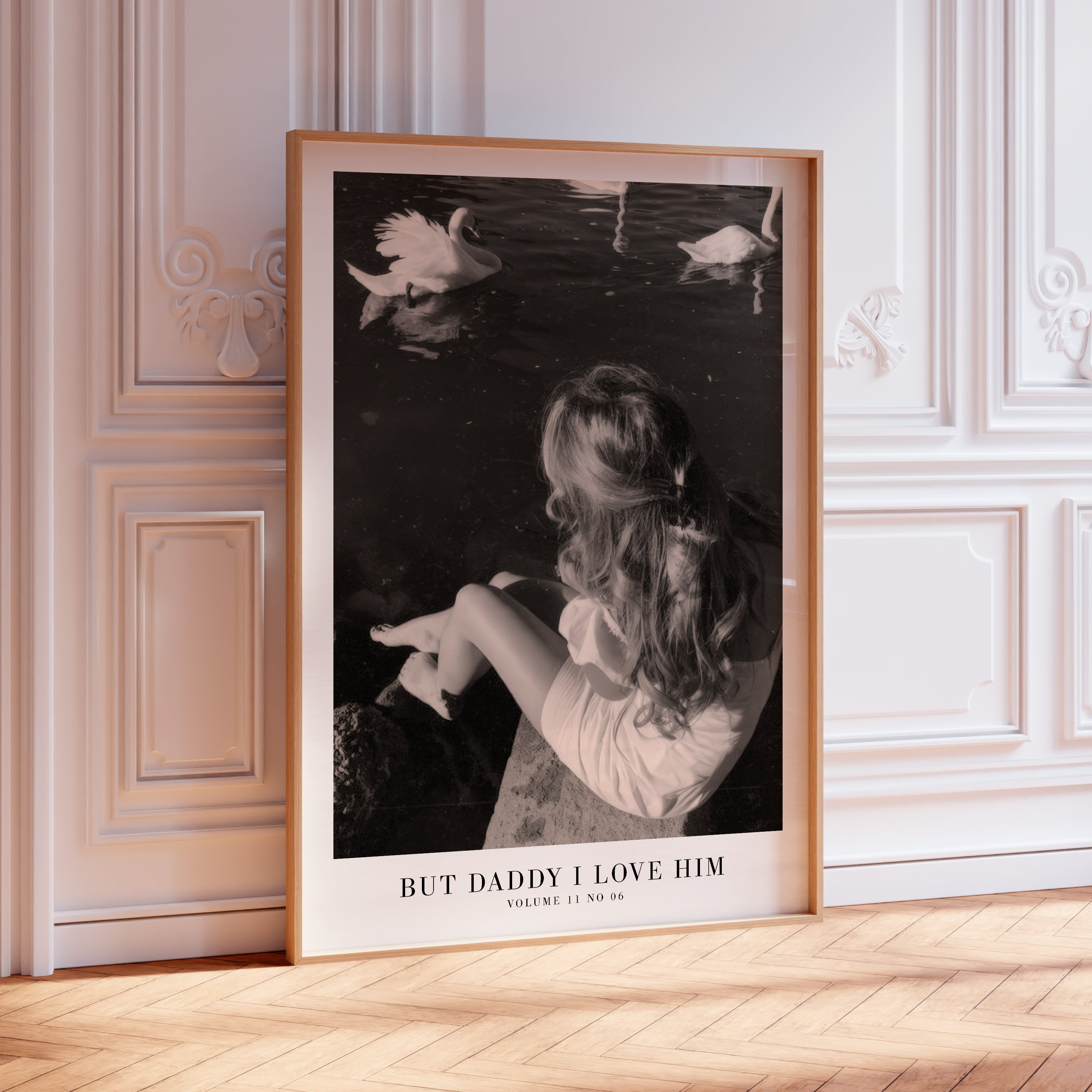 But Daddy I Love Him Swan wall art as romantic Swiftie gift