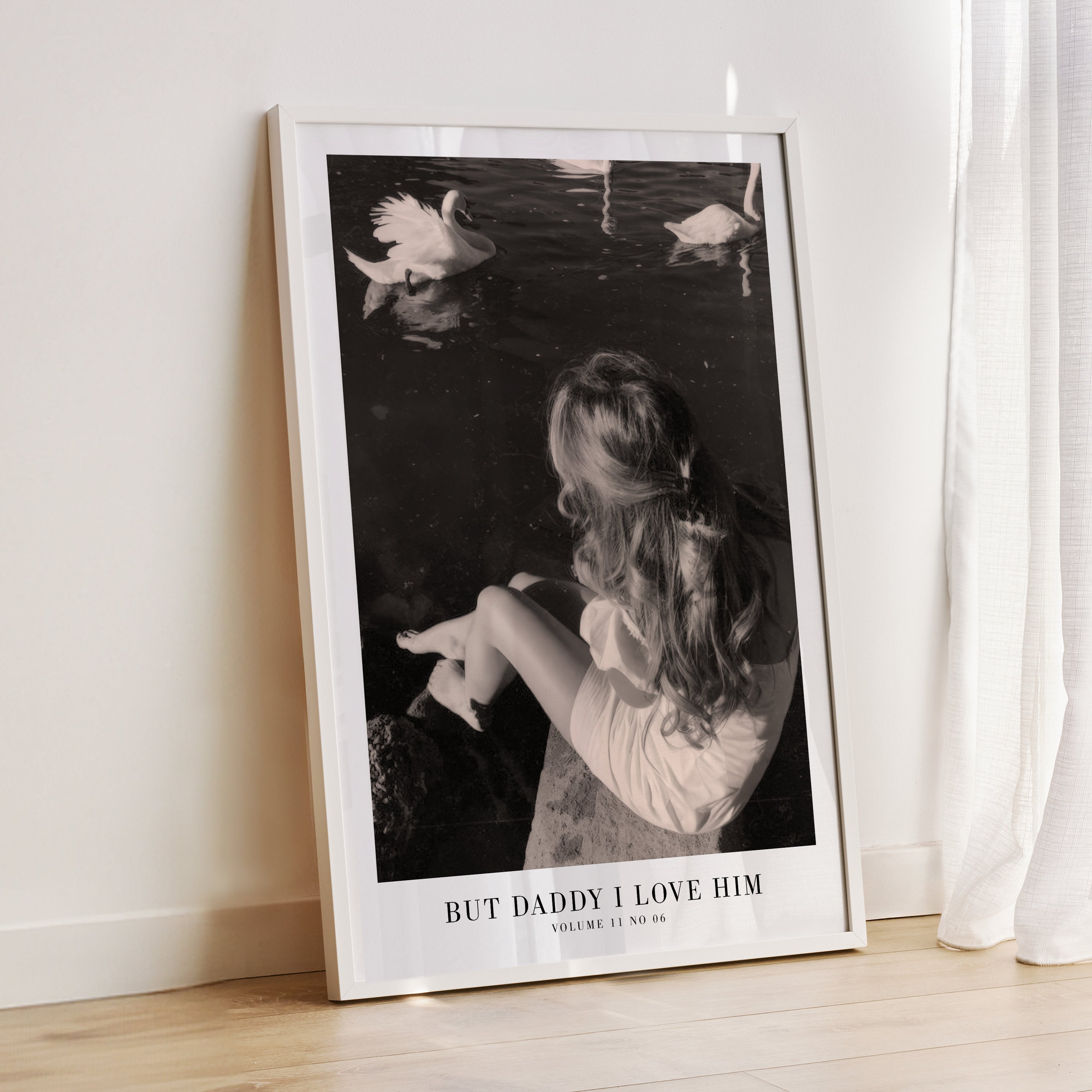 Swan TTPD wall art in vintage feminine apartment decor