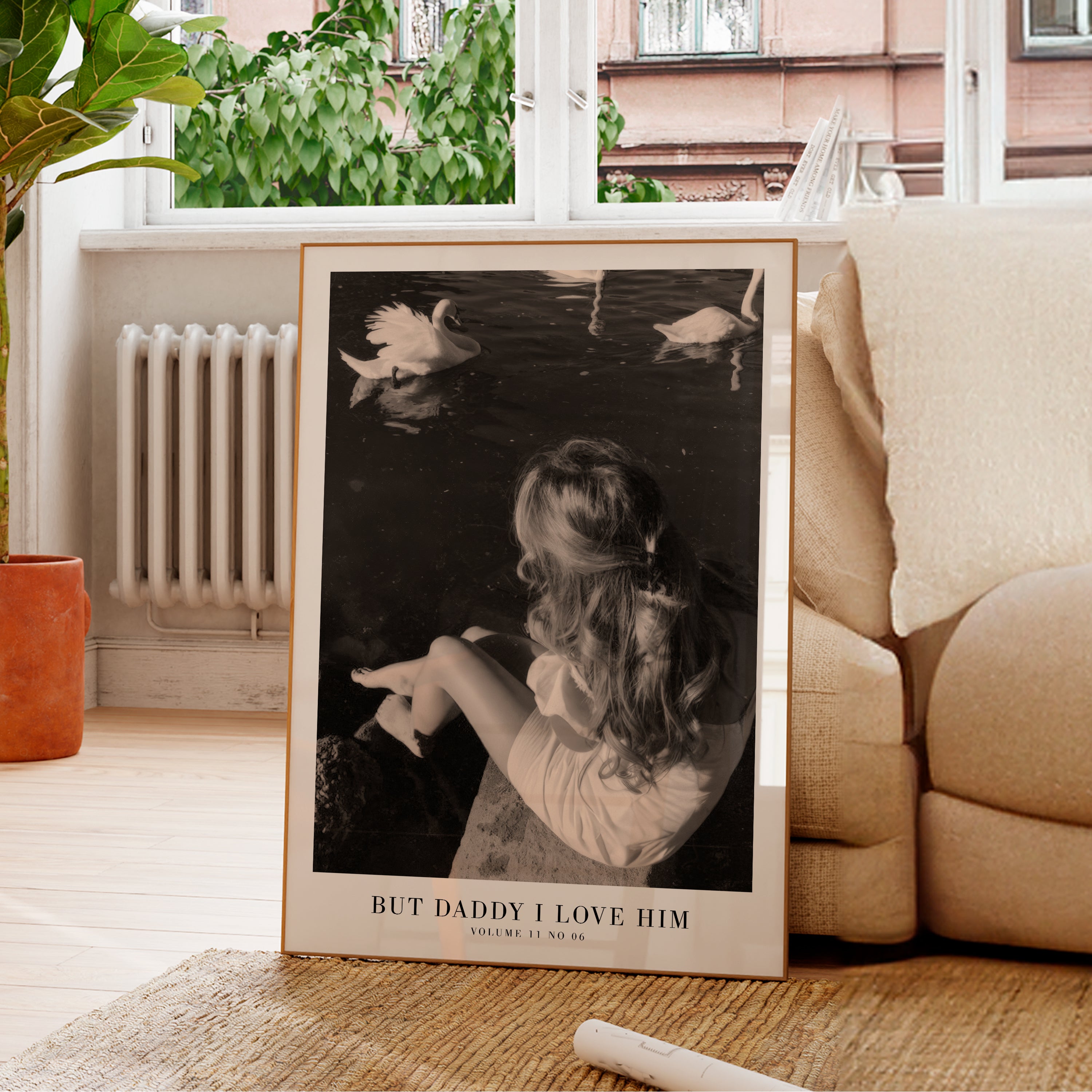 But Daddy I Love Him Swan Taylor Swift print in romantic gallery wall