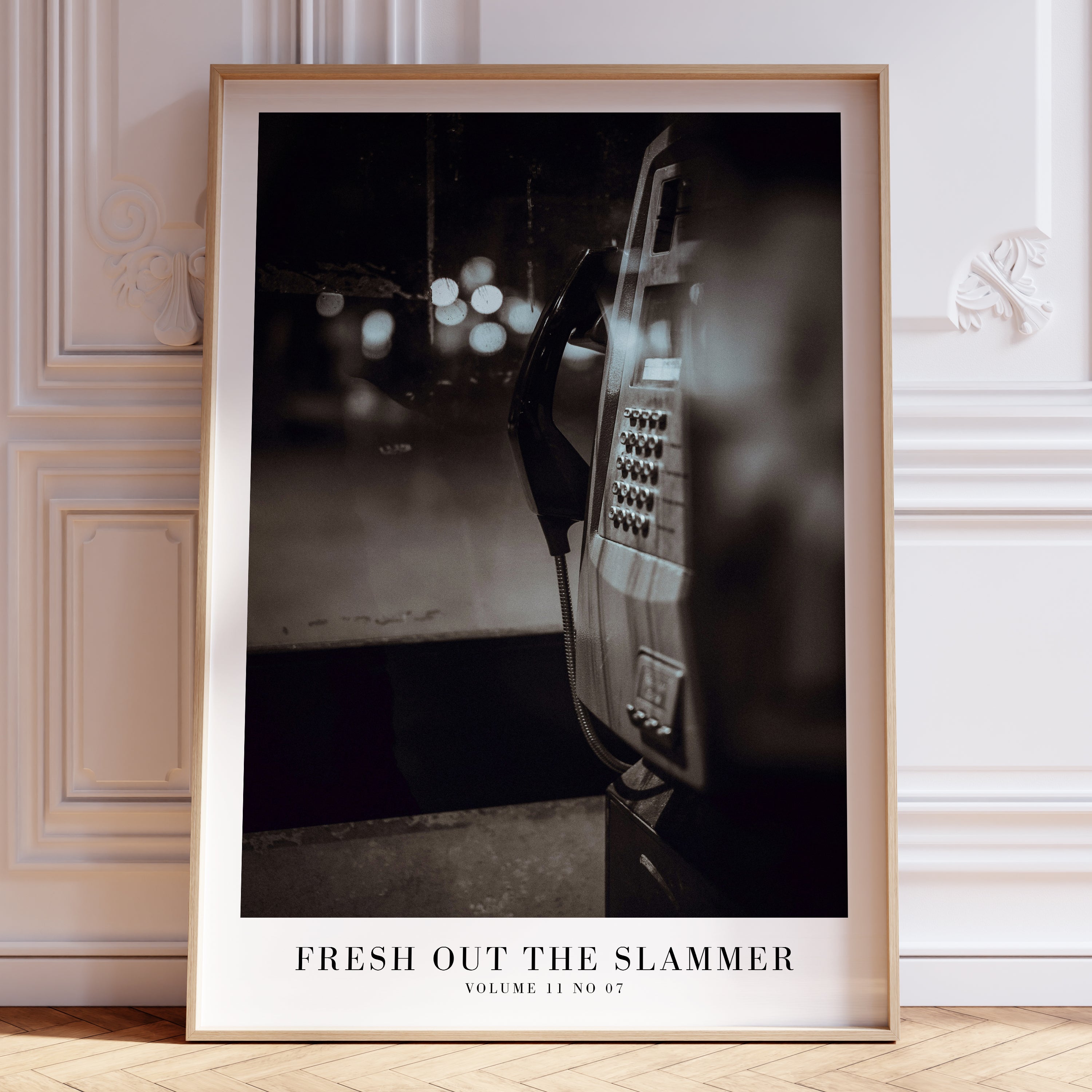 Fresh Out The Slammer payphone print in cinematic gallery wall