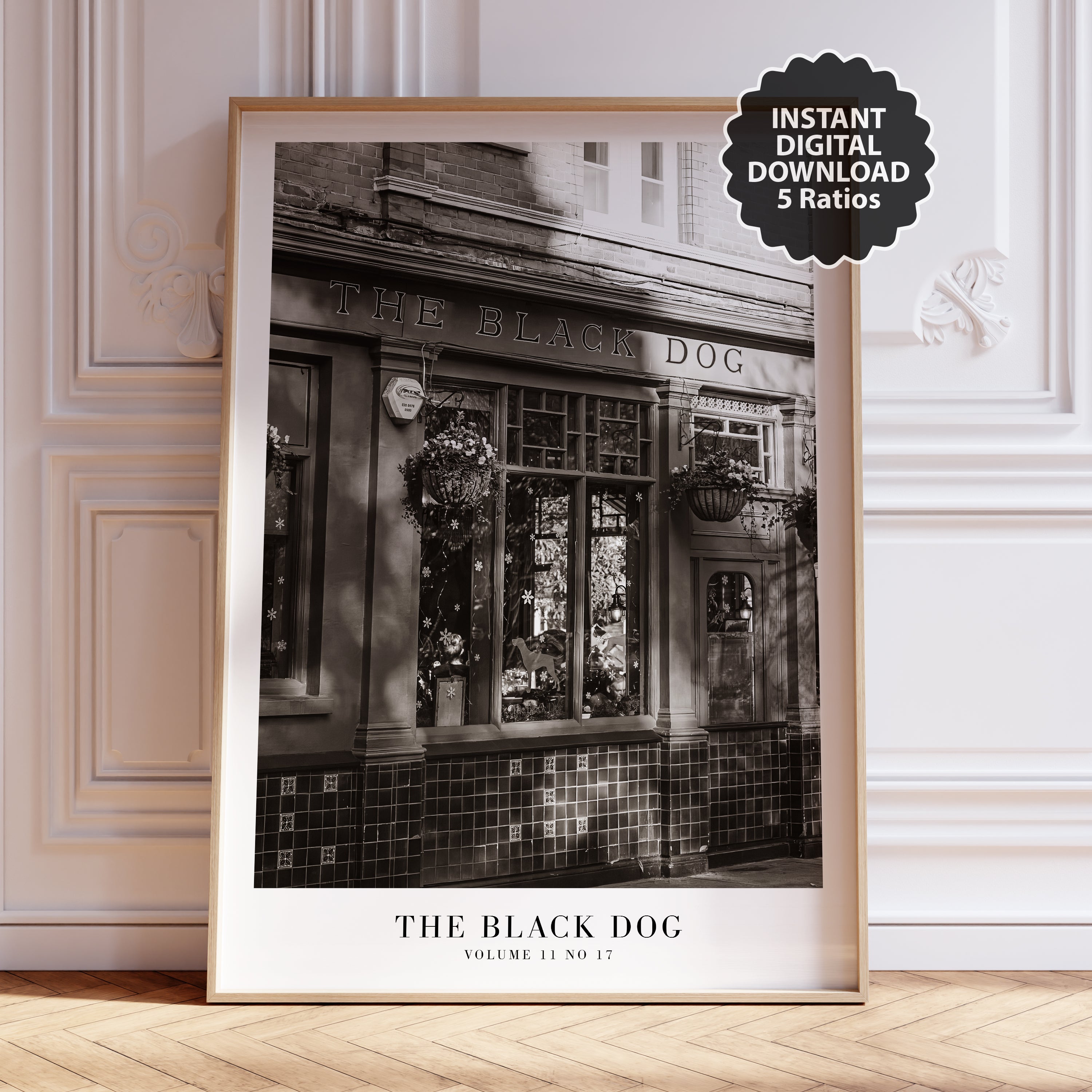 The Black Dog TTPD wall art in moody neutral apartment decor