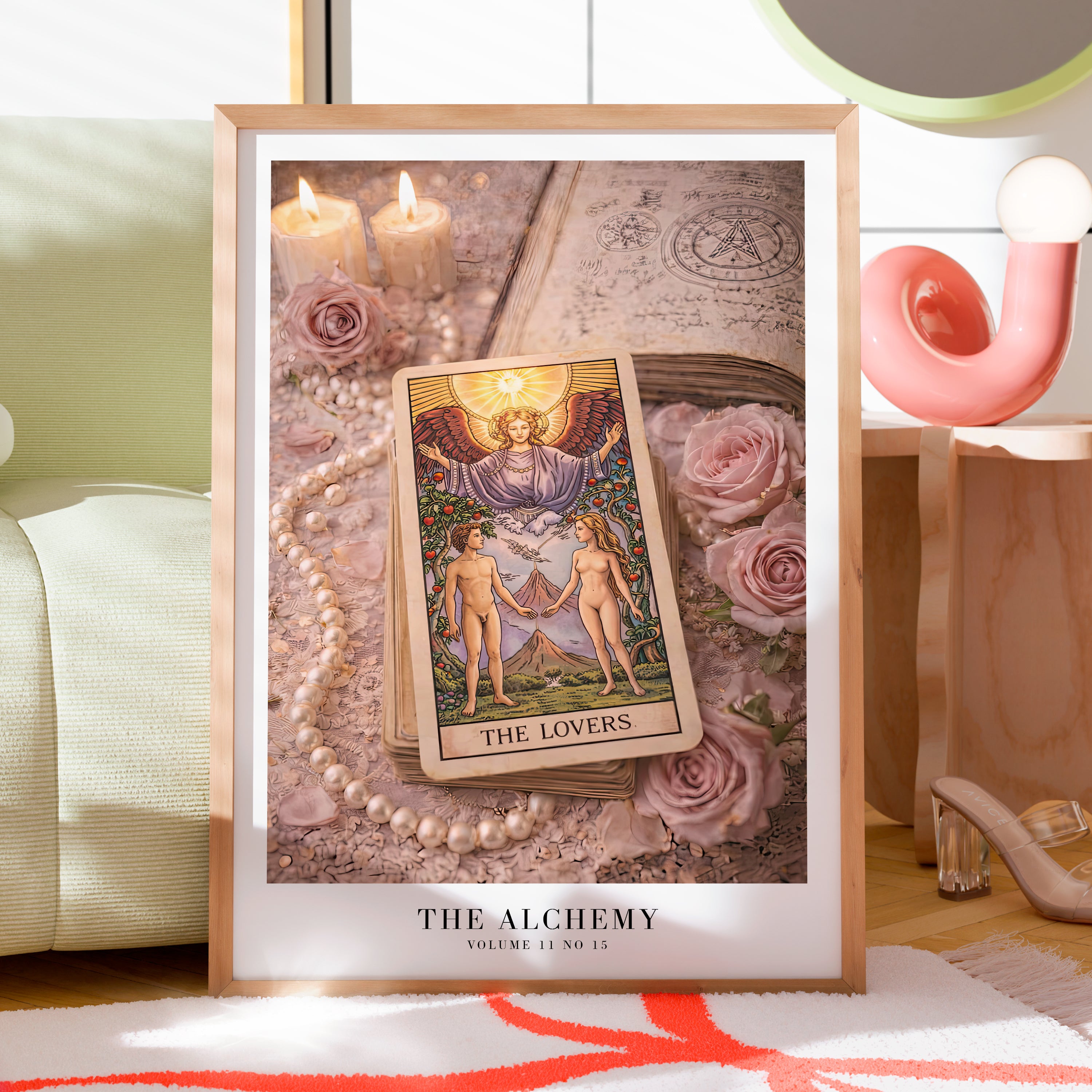 The Alchemy Tarot TTPD poster in romantic feminine mystical bedroom
