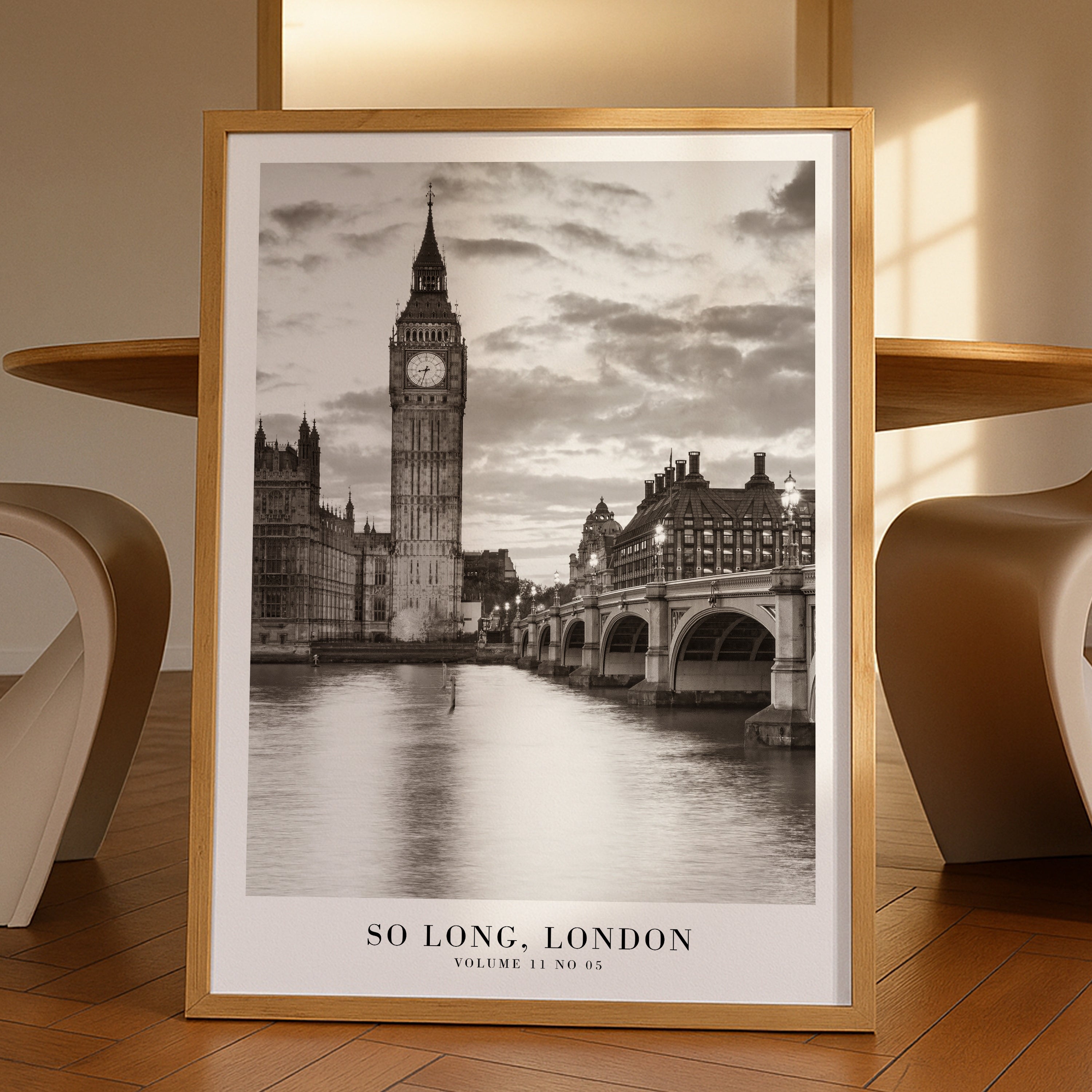 So Long London TTPD wall art in literary minimalist apartment